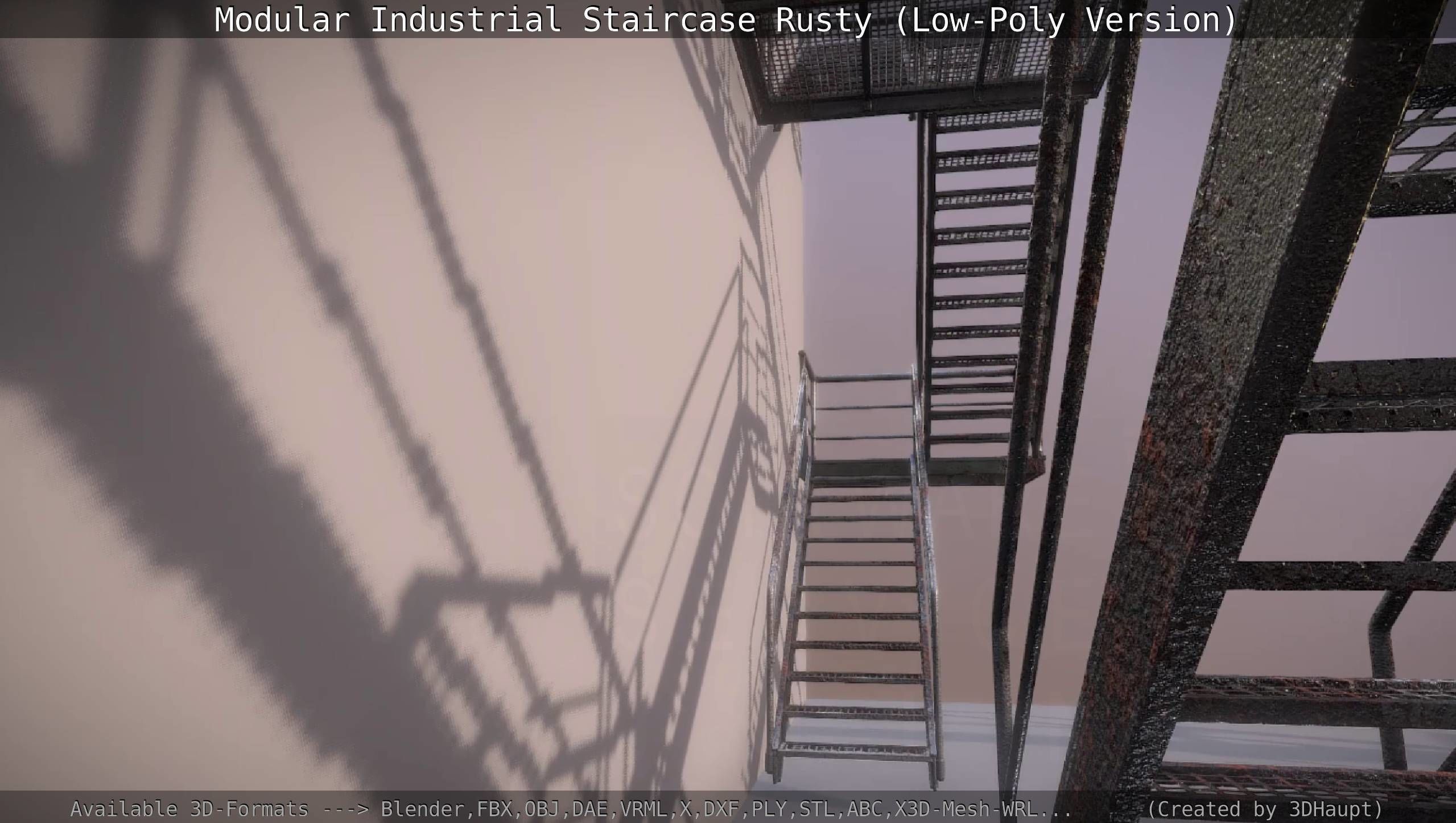 Modular Industrial Staircase Rusty - Low-Poly Version Low-poly 3D model_26
