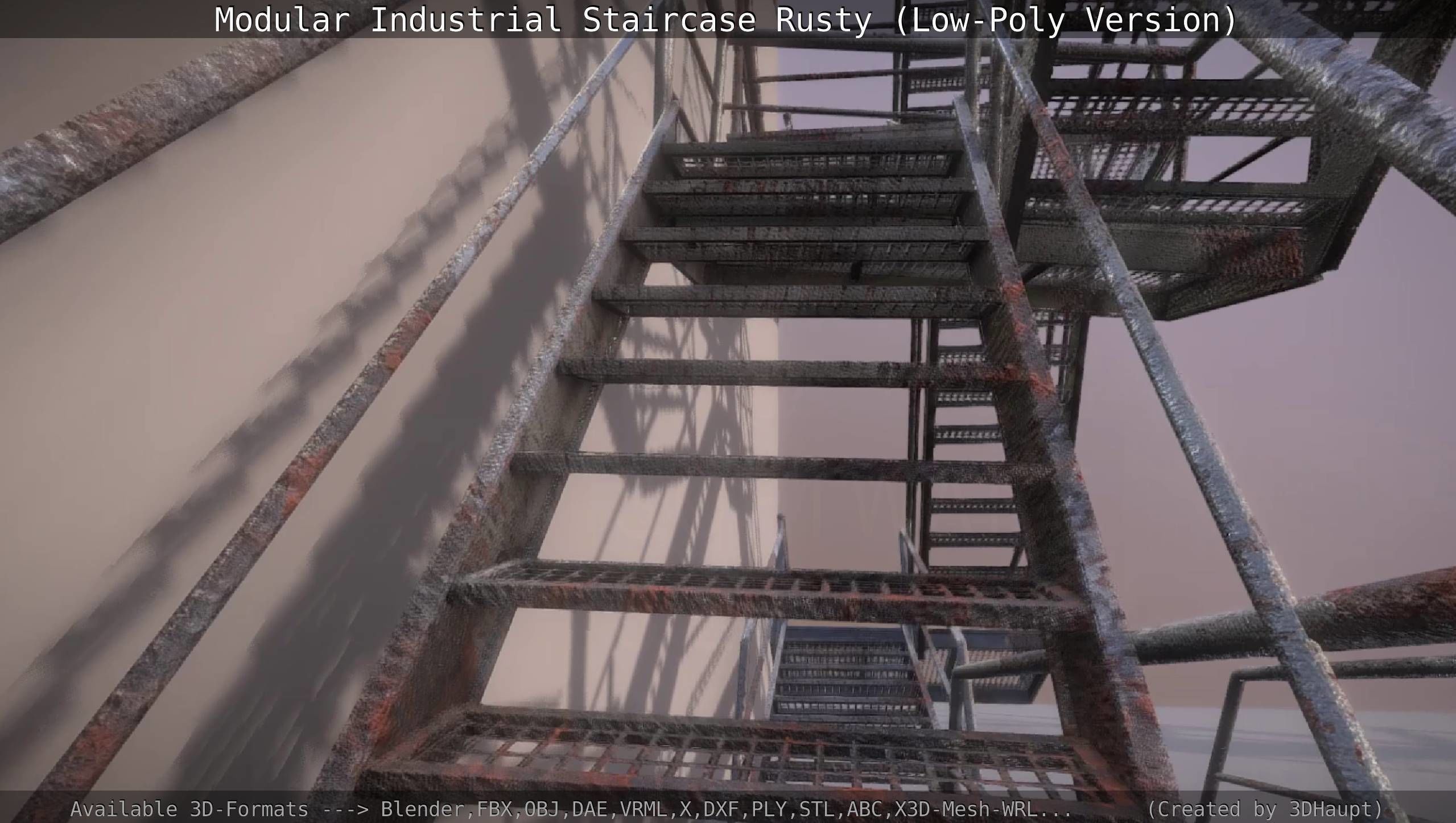 Modular Industrial Staircase Rusty - Low-Poly Version Low-poly 3D model_27