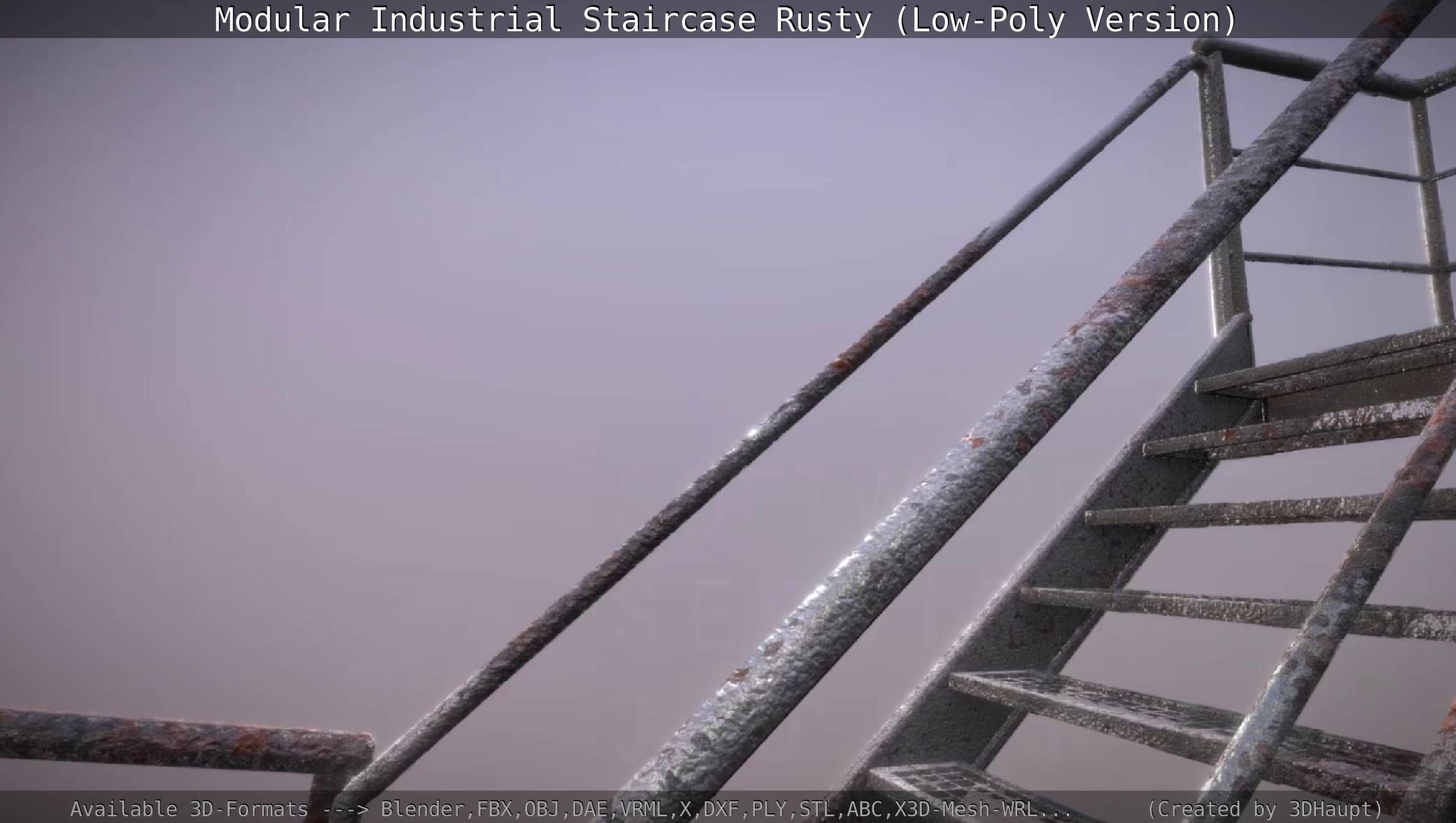 Modular Industrial Staircase Rusty - Low-Poly Version Low-poly 3D model_35