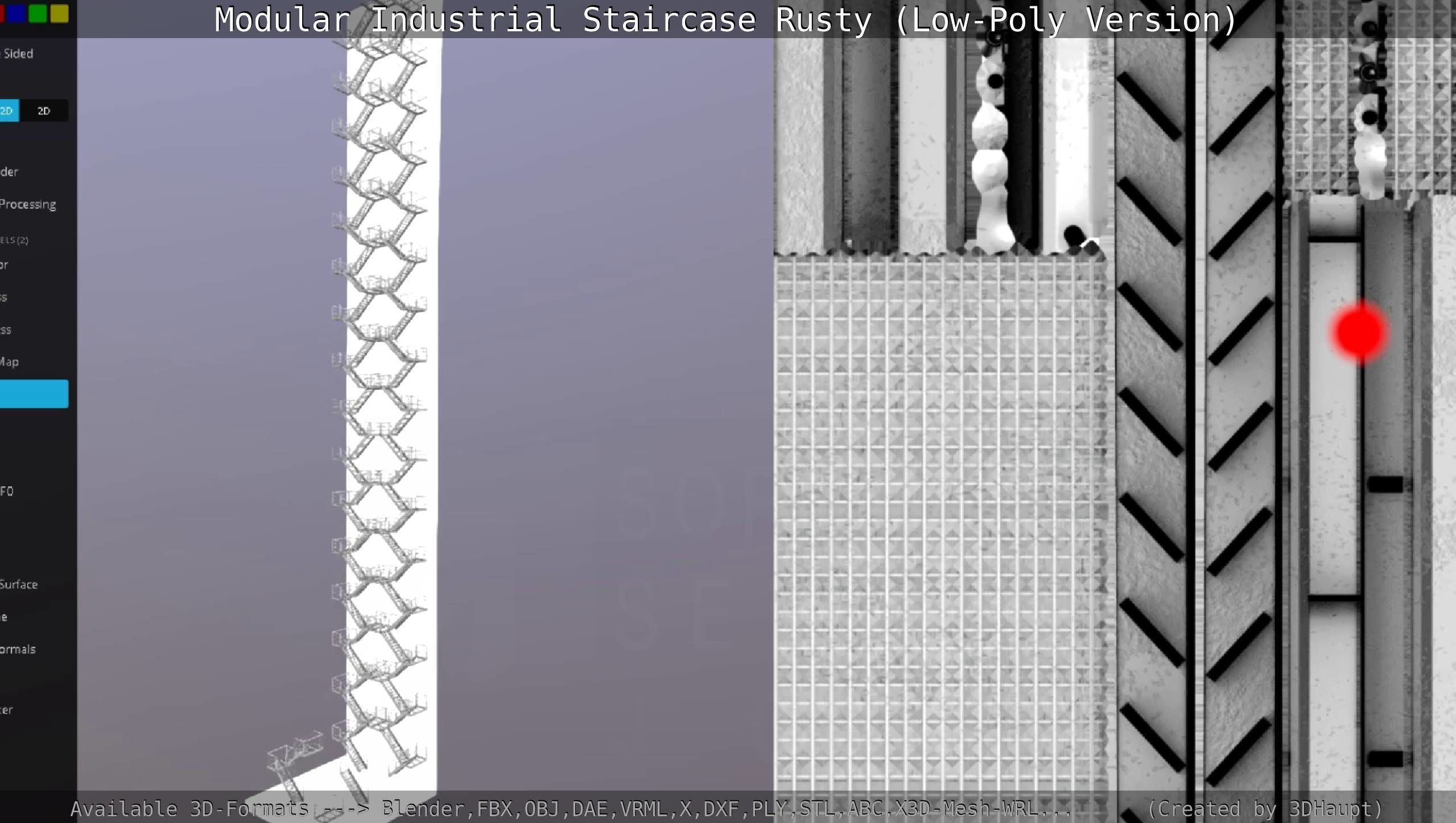 Modular Industrial Staircase Rusty - Low-Poly Version Low-poly 3D model_134