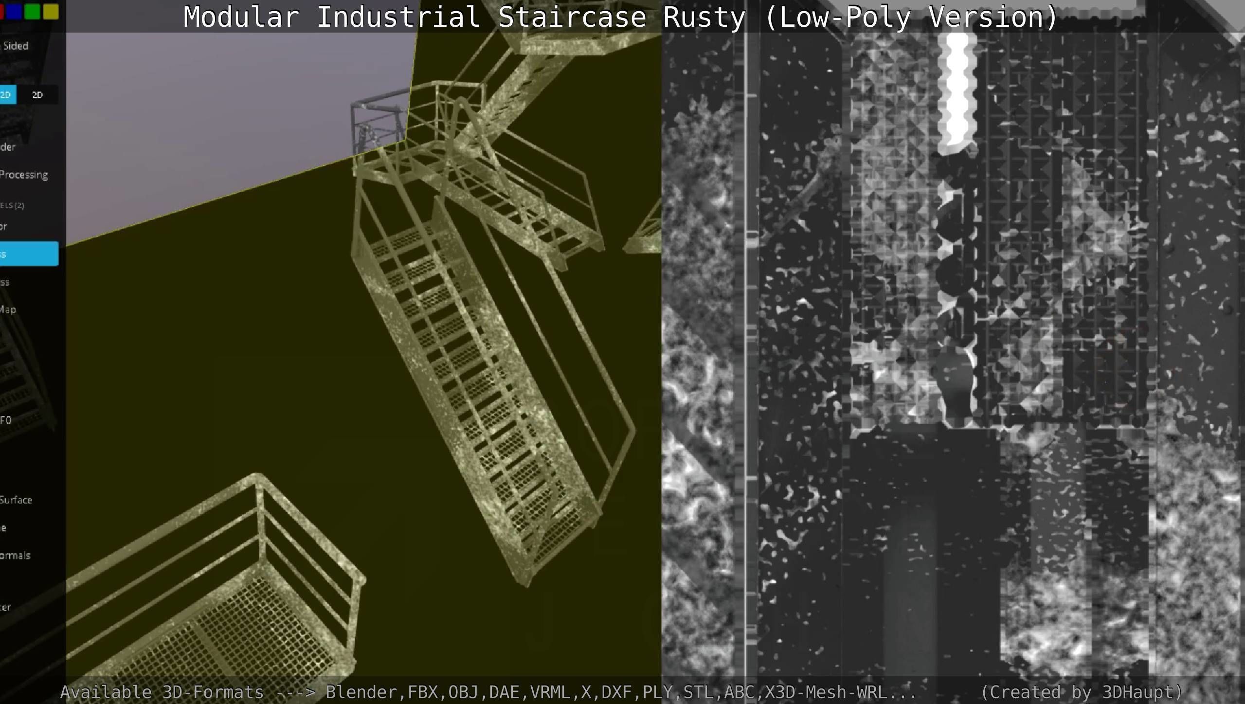 Modular Industrial Staircase Rusty - Low-Poly Version Low-poly 3D model_128