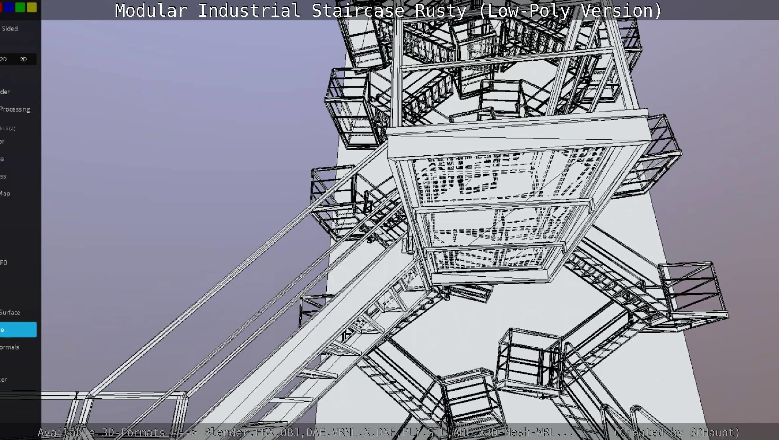 Modular Industrial Staircase Rusty - Low-Poly Version Low-poly 3D model_145