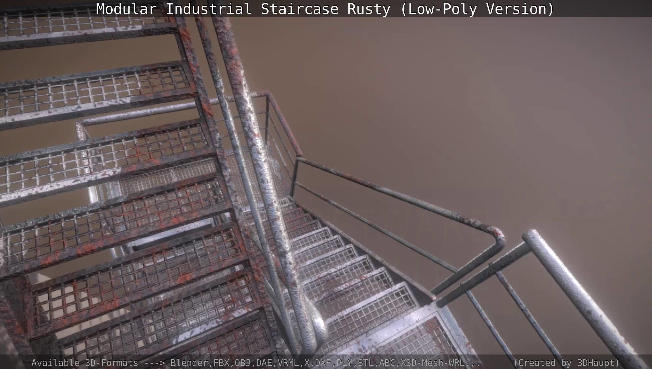 Modular Industrial Staircase Rusty - Low-Poly Version Low-poly 3D model_85