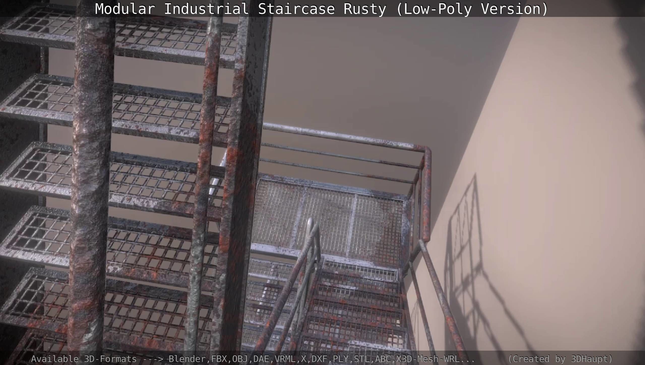 Modular Industrial Staircase Rusty - Low-Poly Version Low-poly 3D model_87