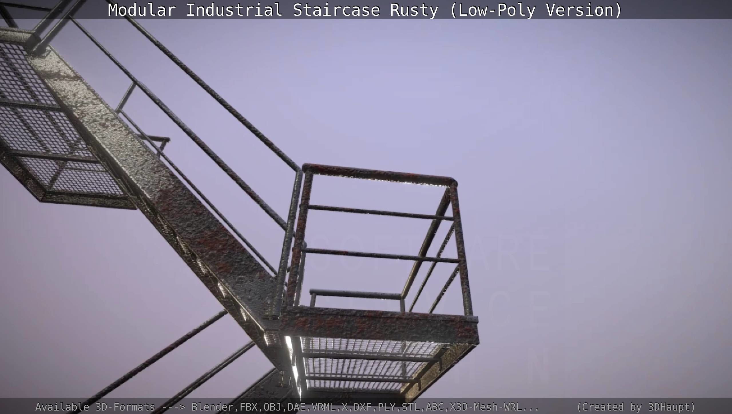 Modular Industrial Staircase Rusty - Low-Poly Version Low-poly 3D model_92