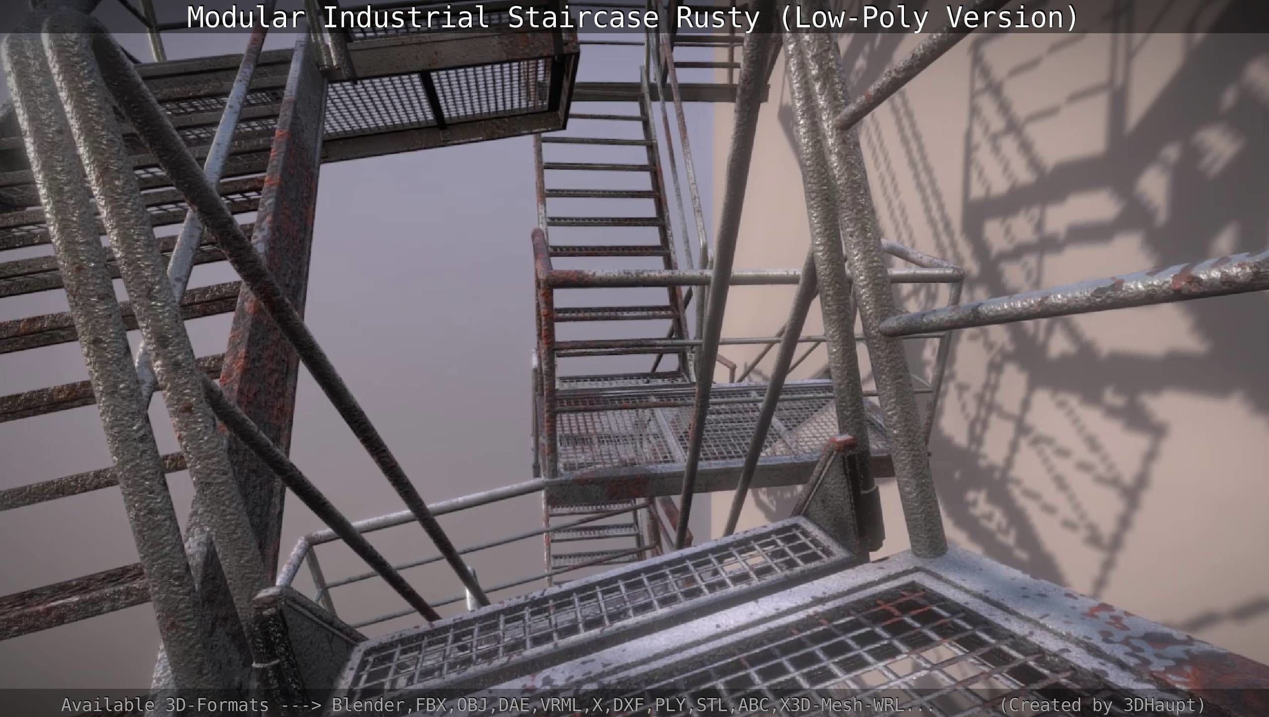Modular Industrial Staircase Rusty - Low-Poly Version Low-poly 3D model_47