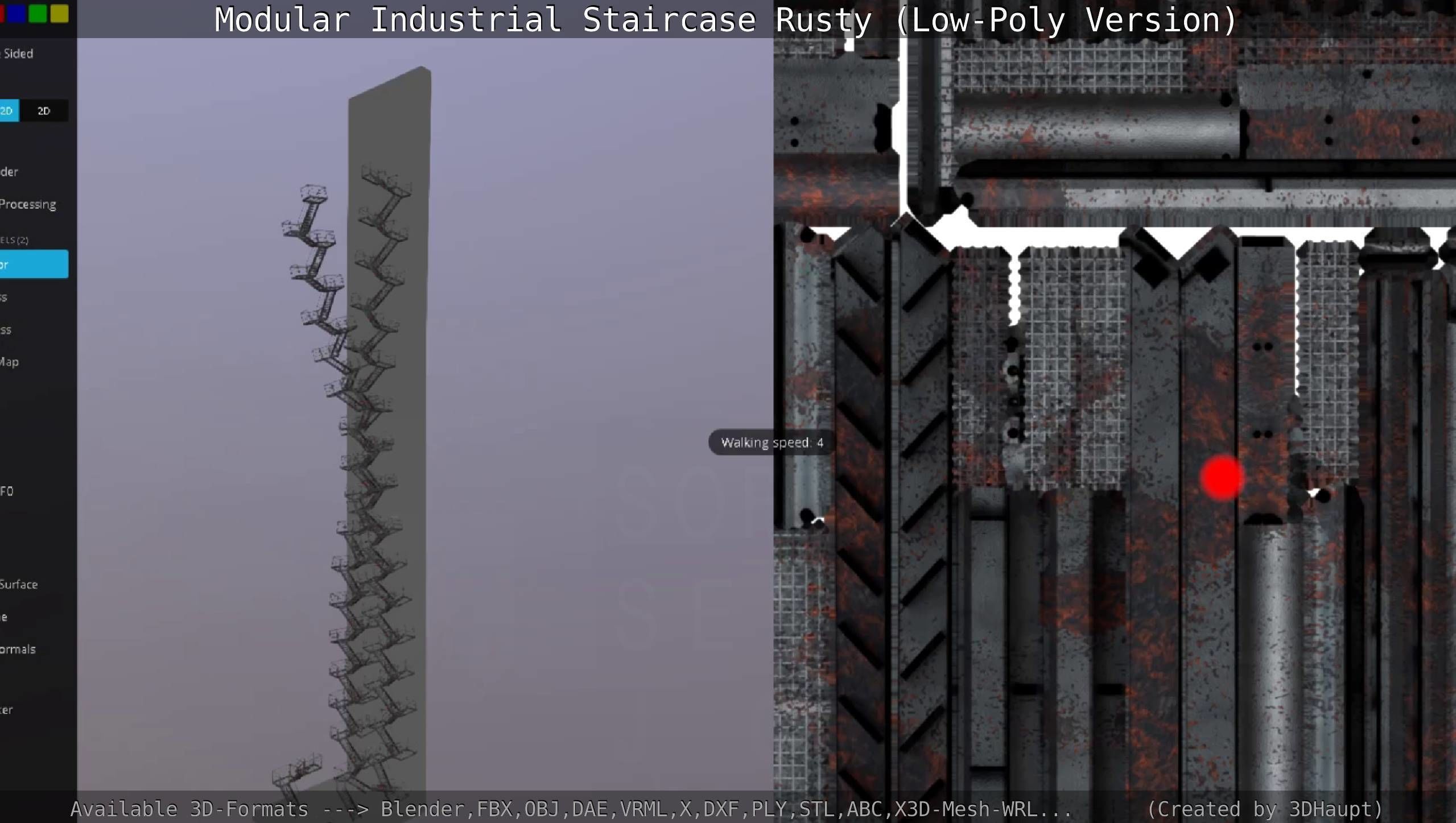 Modular Industrial Staircase Rusty - Low-Poly Version Low-poly 3D model_119