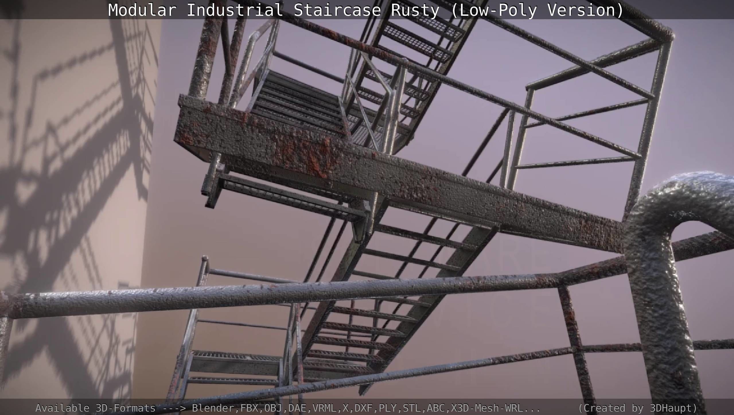 Modular Industrial Staircase Rusty - Low-Poly Version Low-poly 3D model_41