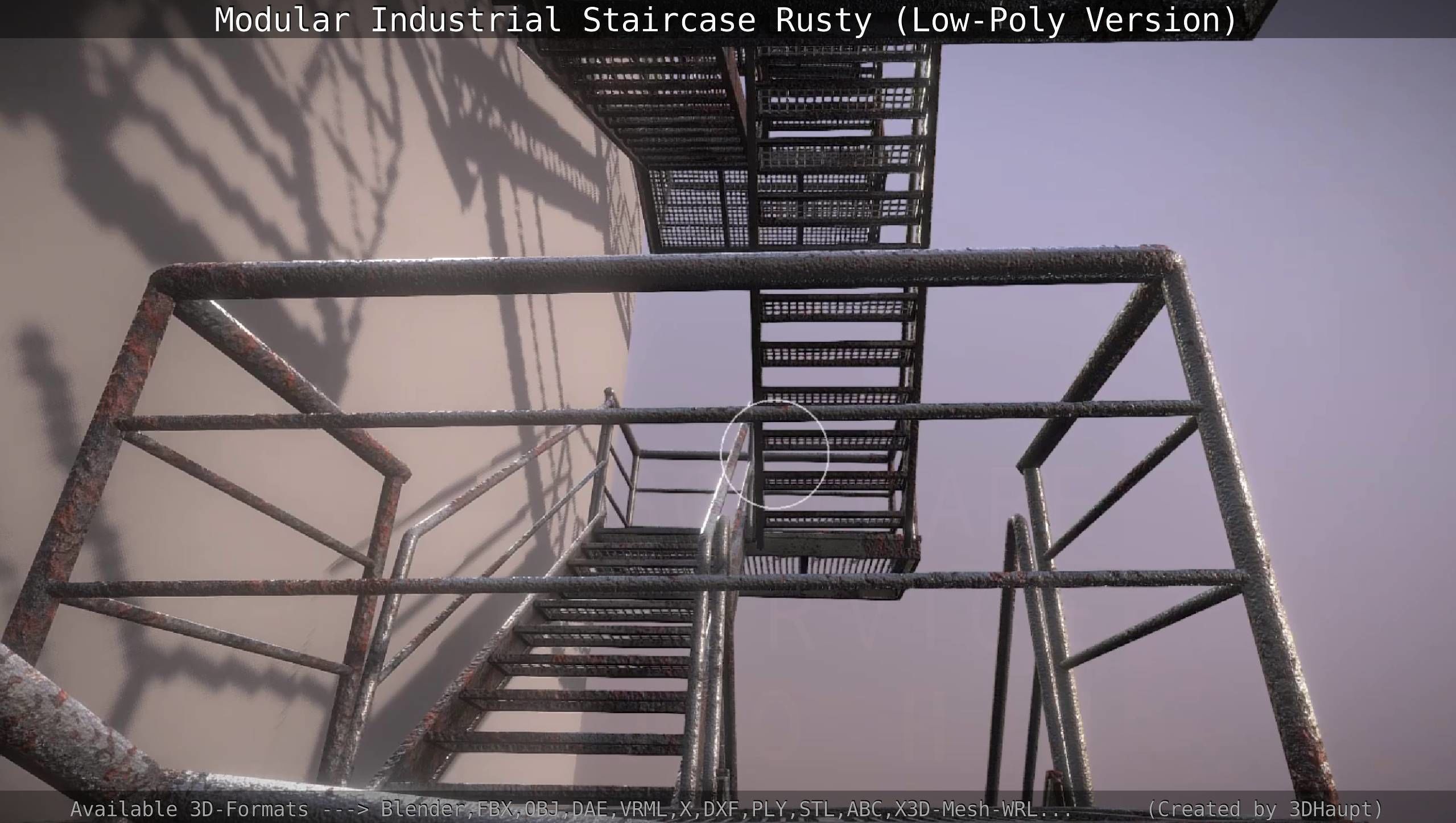 Modular Industrial Staircase Rusty - Low-Poly Version Low-poly 3D model_31