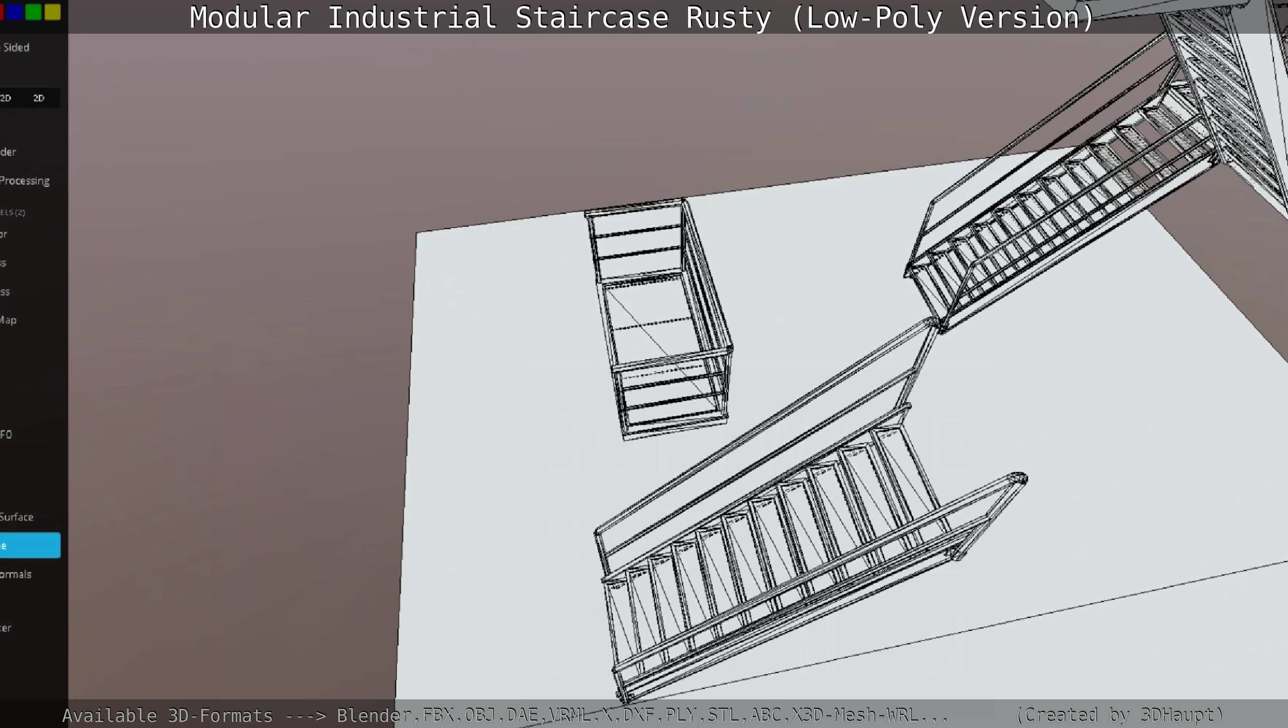 Modular Industrial Staircase Rusty - Low-Poly Version Low-poly 3D model_144