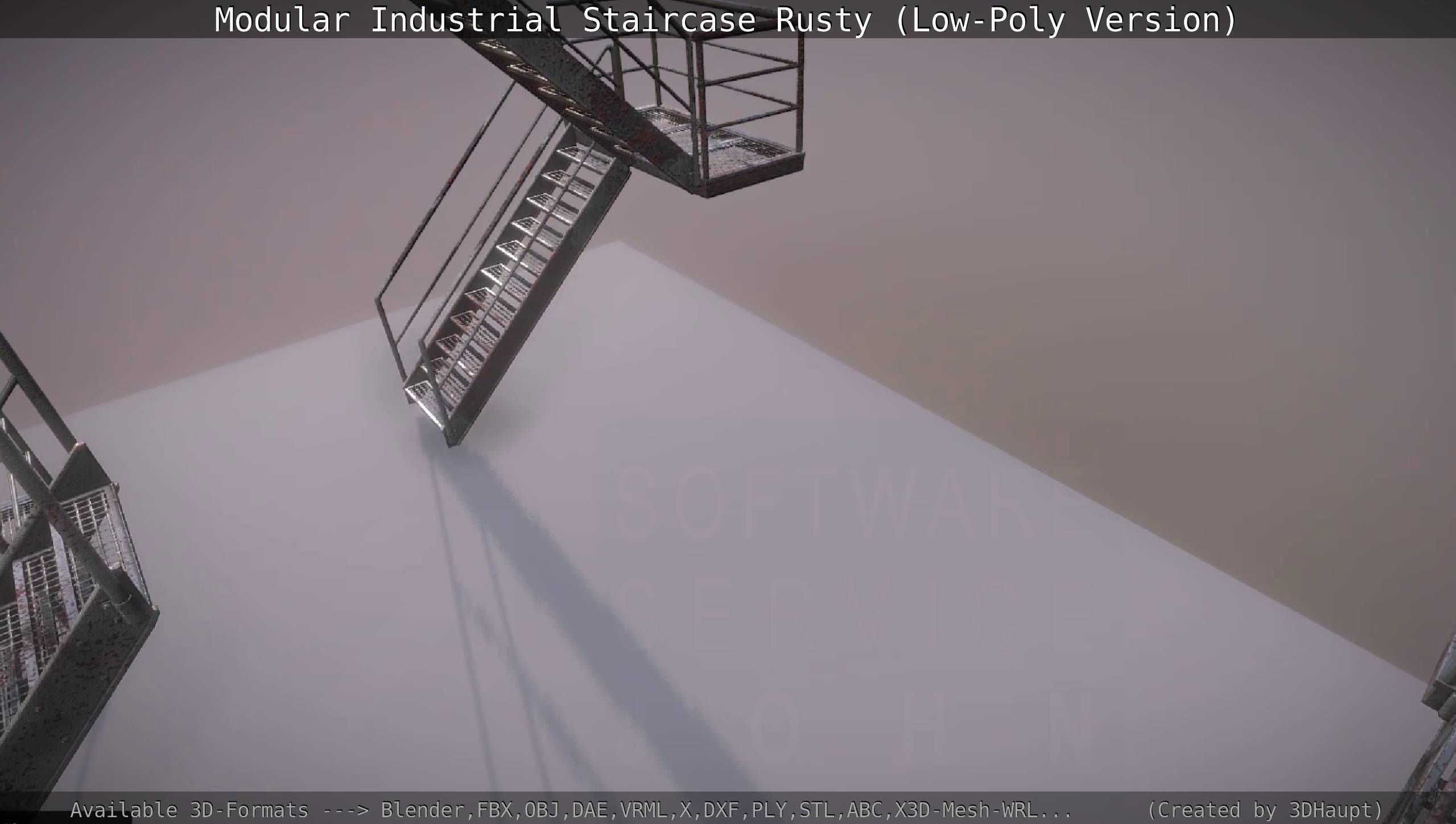 Modular Industrial Staircase Rusty - Low-Poly Version Low-poly 3D model_15