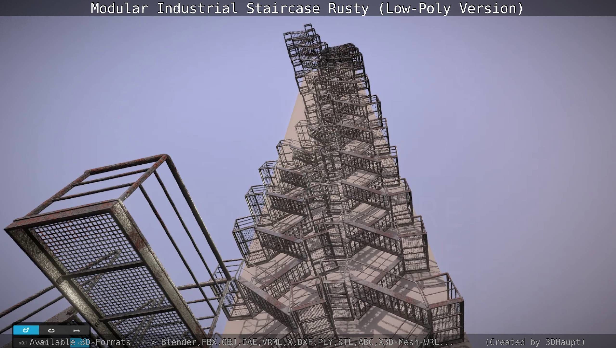 Modular Industrial Staircase Rusty - Low-Poly Version Low-poly 3D model_98
