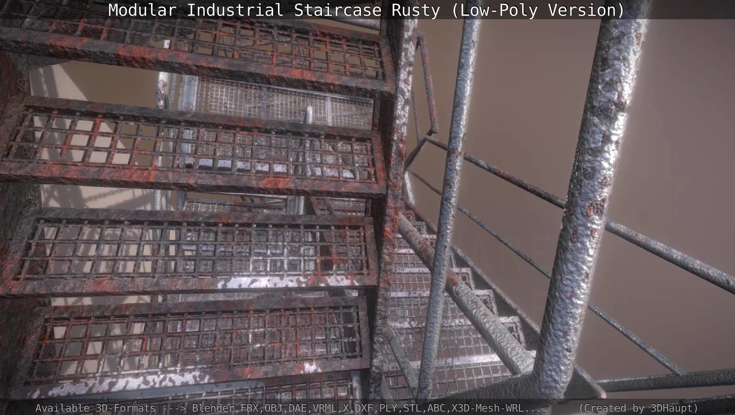 Modular Industrial Staircase Rusty - Low-Poly Version Low-poly 3D model_79