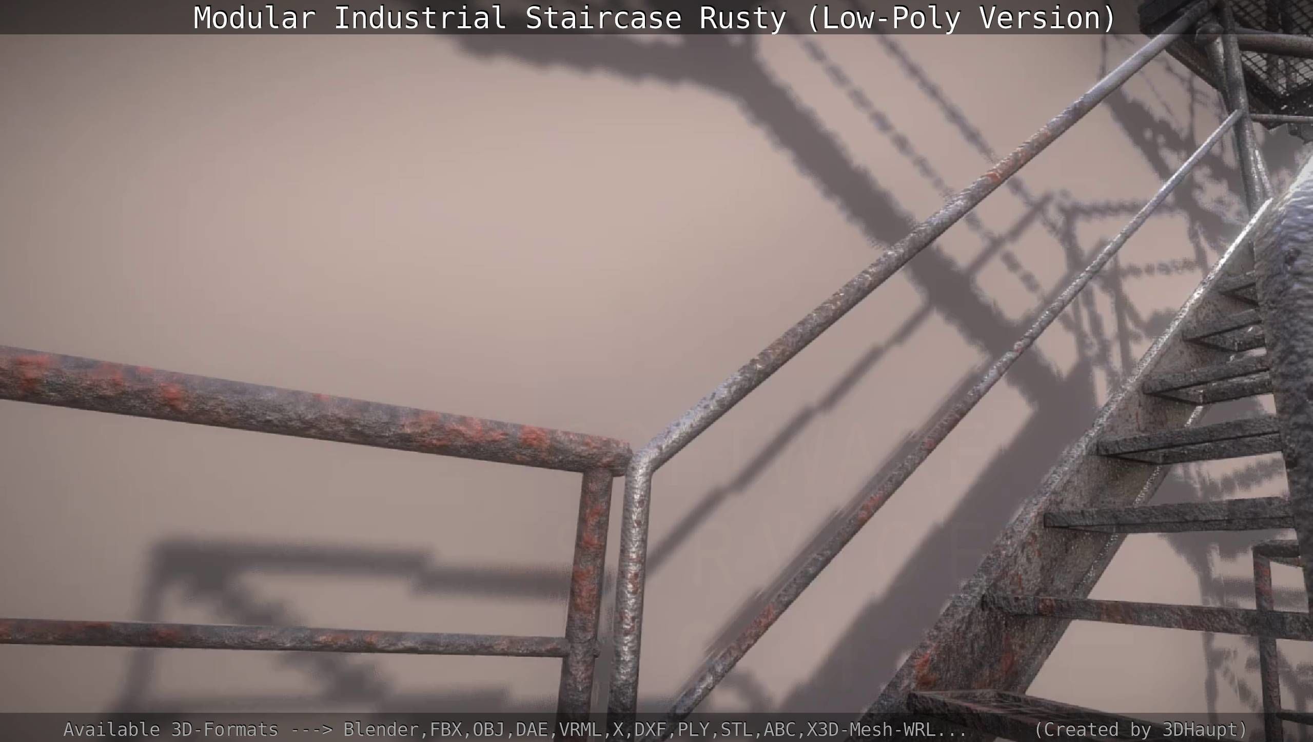 Modular Industrial Staircase Rusty - Low-Poly Version Low-poly 3D model_36