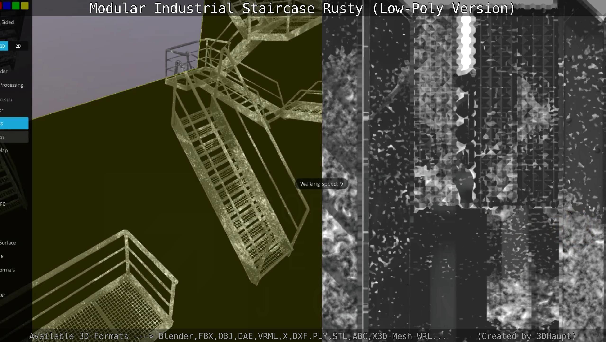 Modular Industrial Staircase Rusty - Low-Poly Version Low-poly 3D model_126