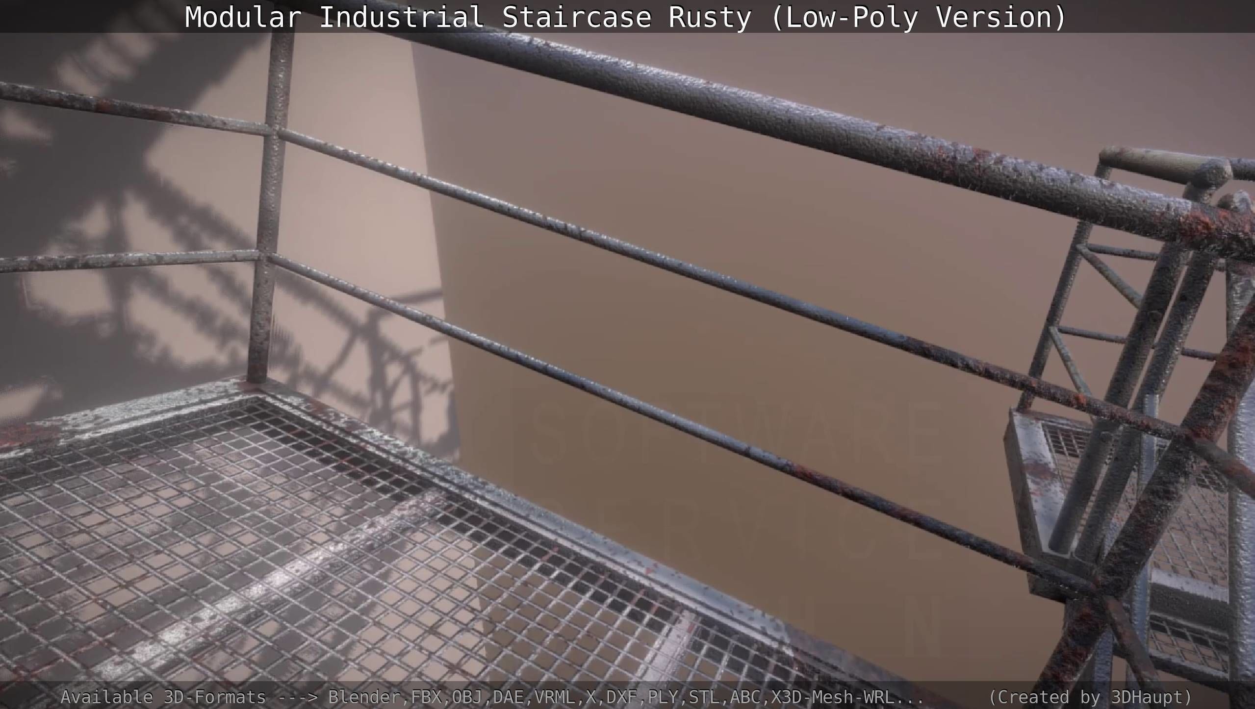 Modular Industrial Staircase Rusty - Low-Poly Version Low-poly 3D model_83