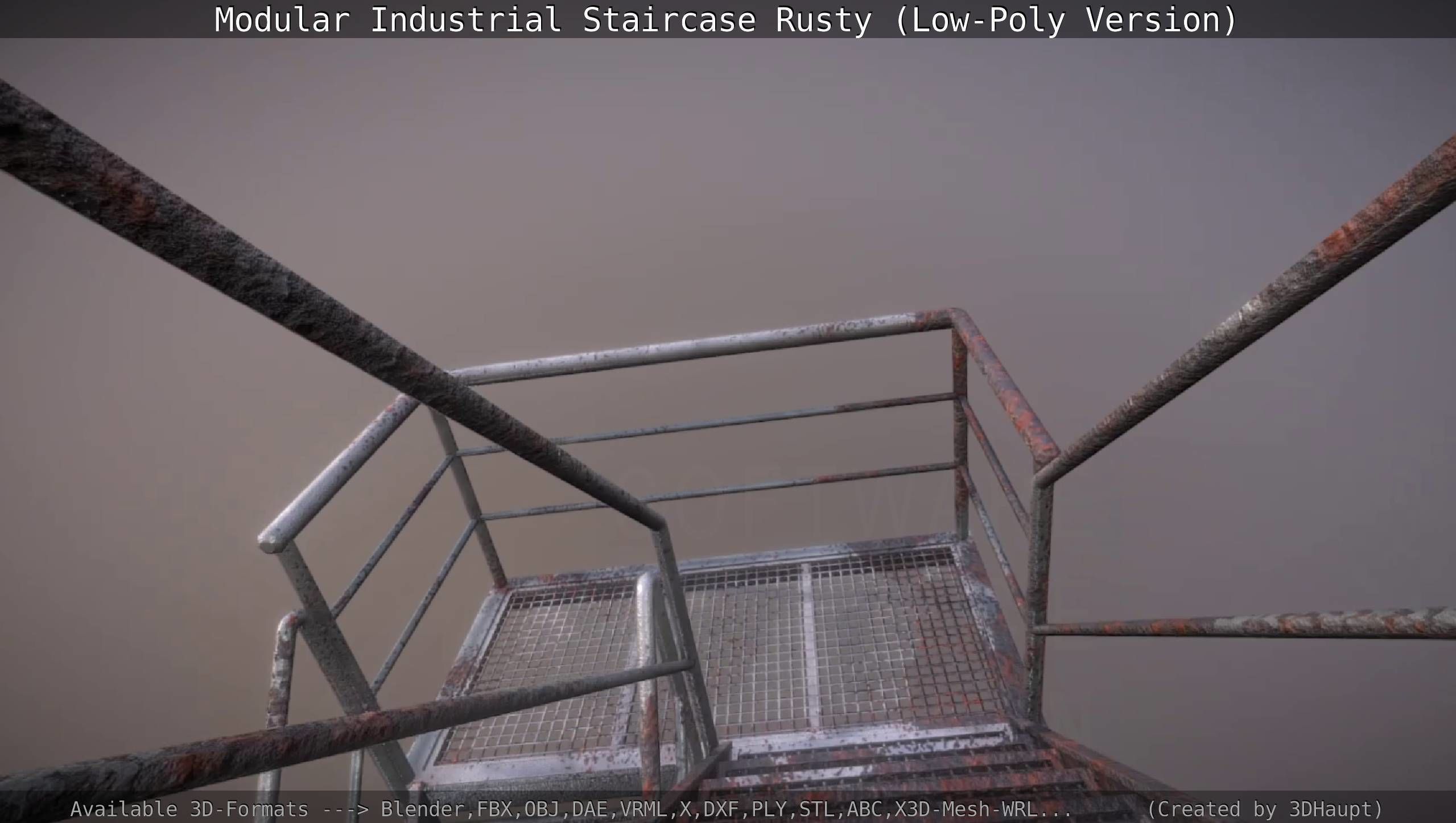 Modular Industrial Staircase Rusty - Low-Poly Version Low-poly 3D model_72