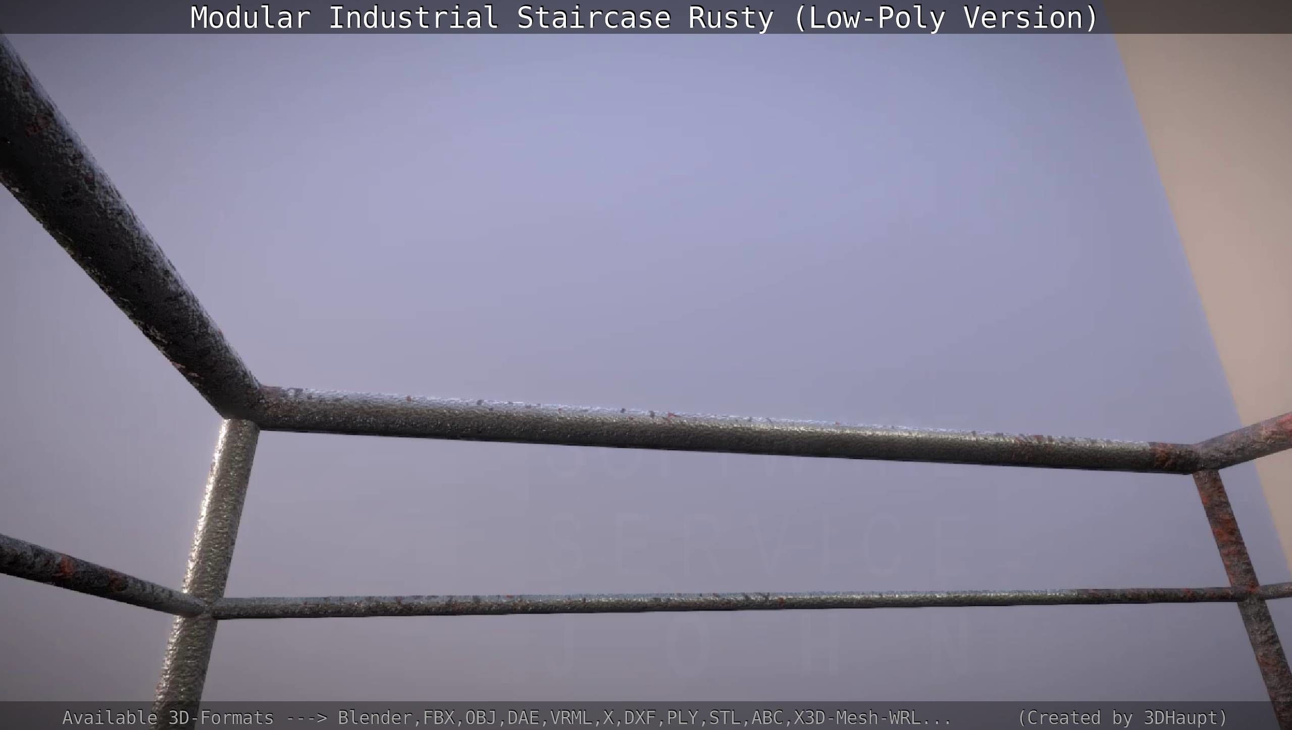 Modular Industrial Staircase Rusty - Low-Poly Version Low-poly 3D model_32