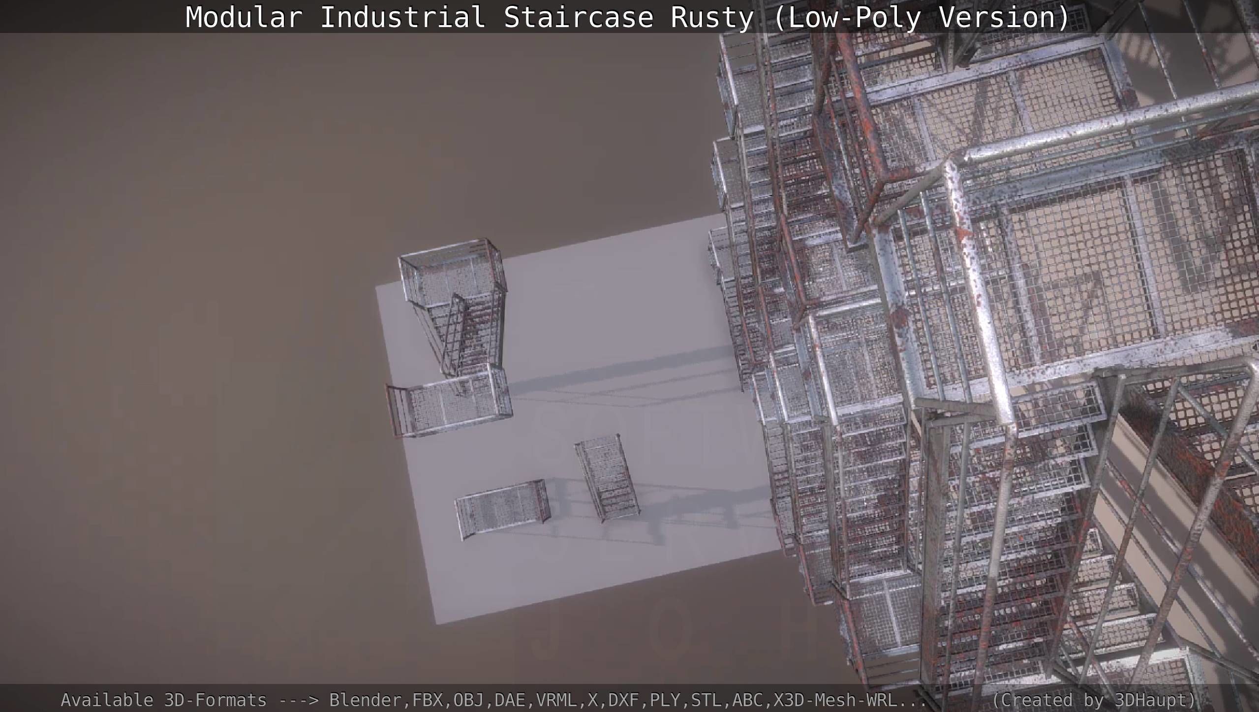 Modular Industrial Staircase Rusty - Low-Poly Version Low-poly 3D model_110