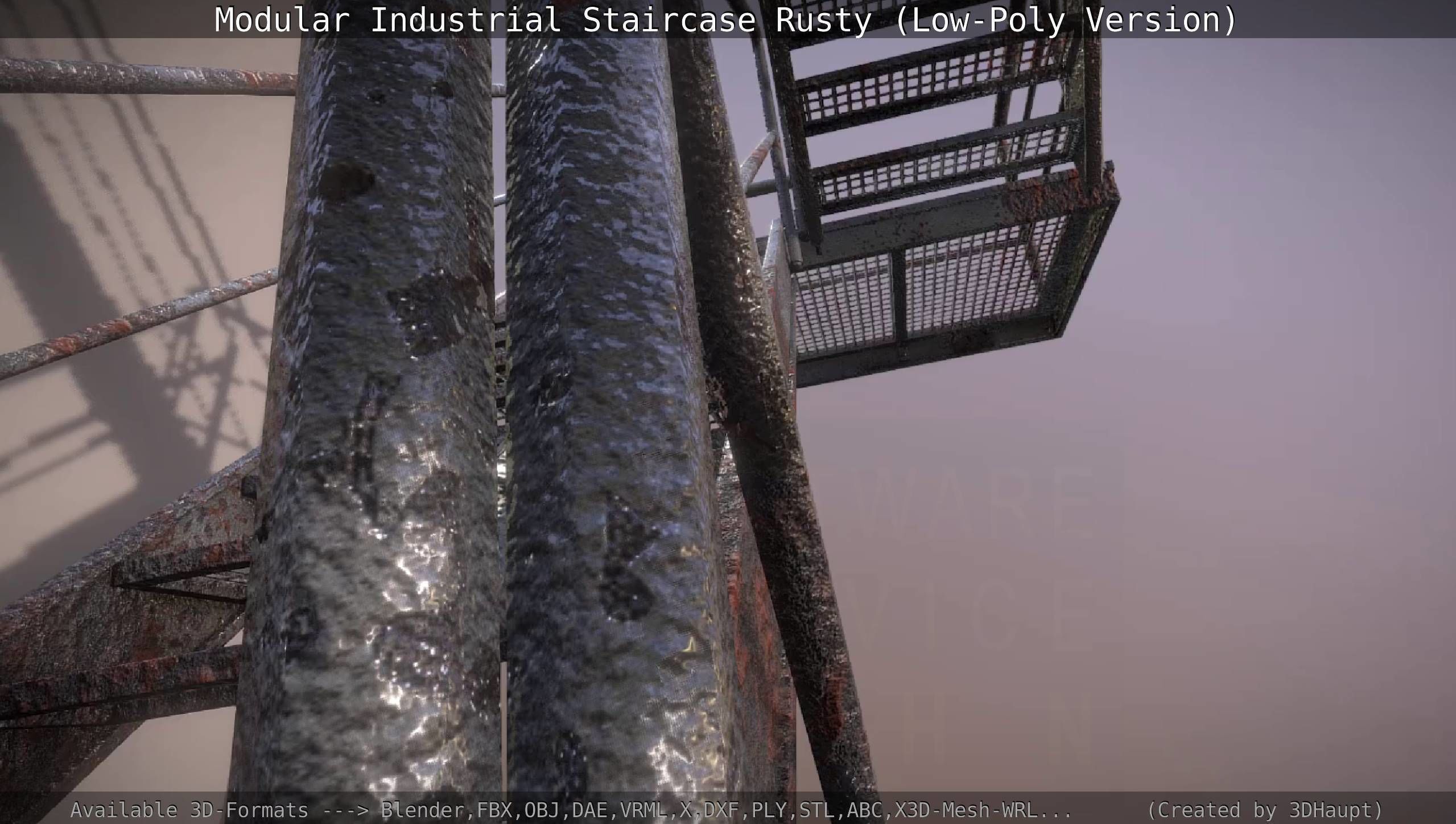 Modular Industrial Staircase Rusty - Low-Poly Version Low-poly 3D model_66