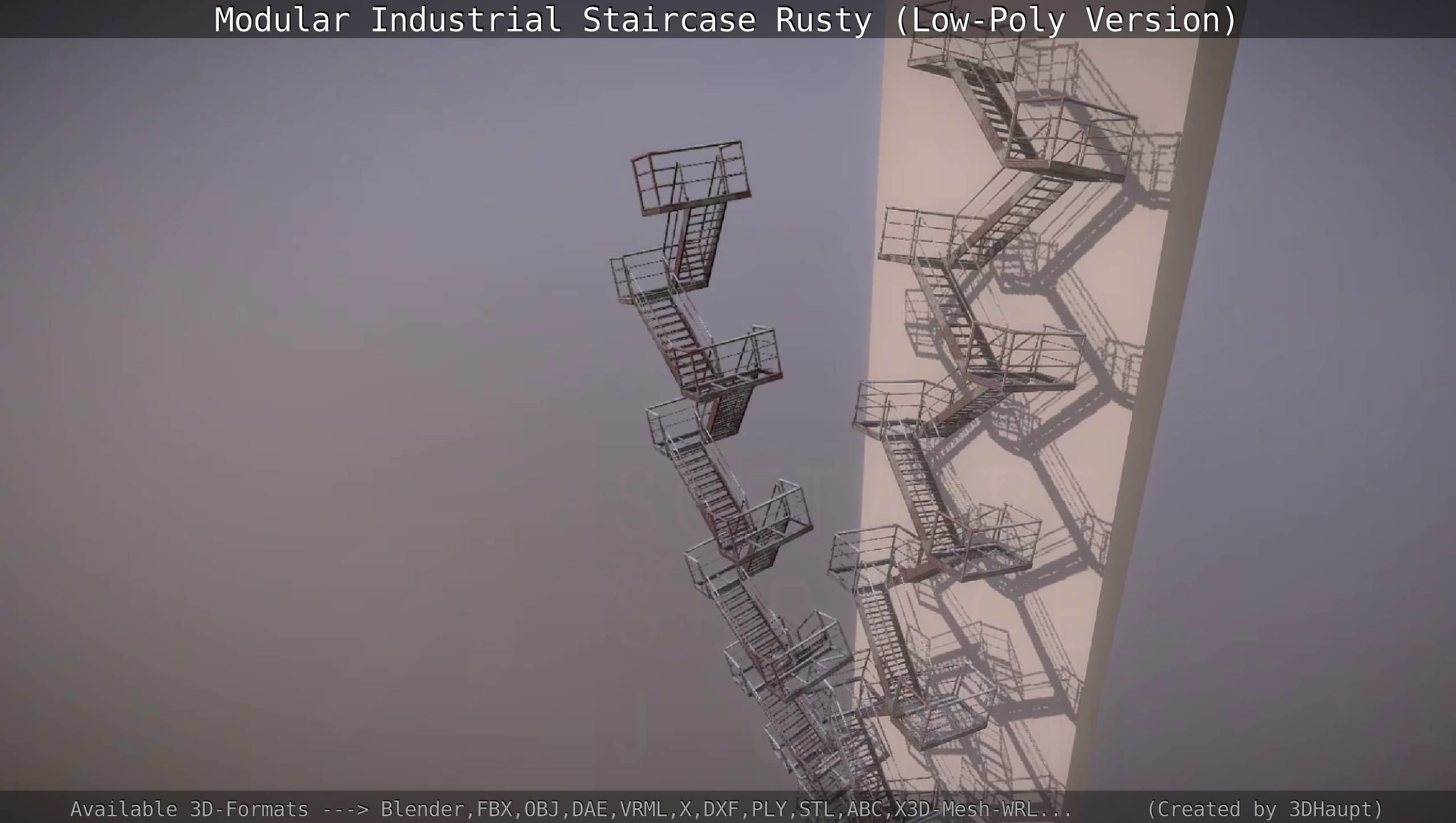 Modular Industrial Staircase Rusty - Low-Poly Version Low-poly 3D model_105