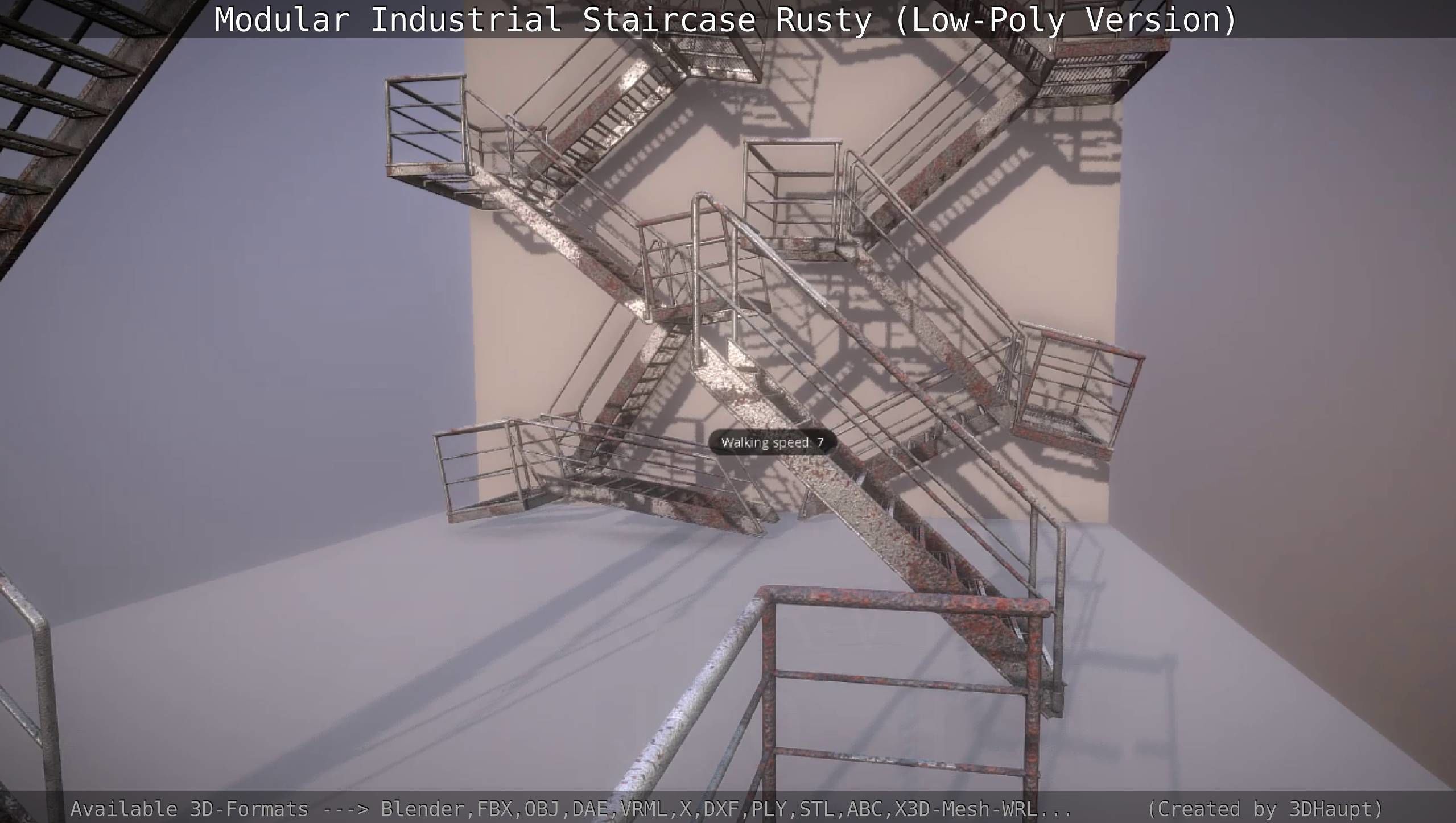 Modular Industrial Staircase Rusty - Low-Poly Version Low-poly 3D model_22