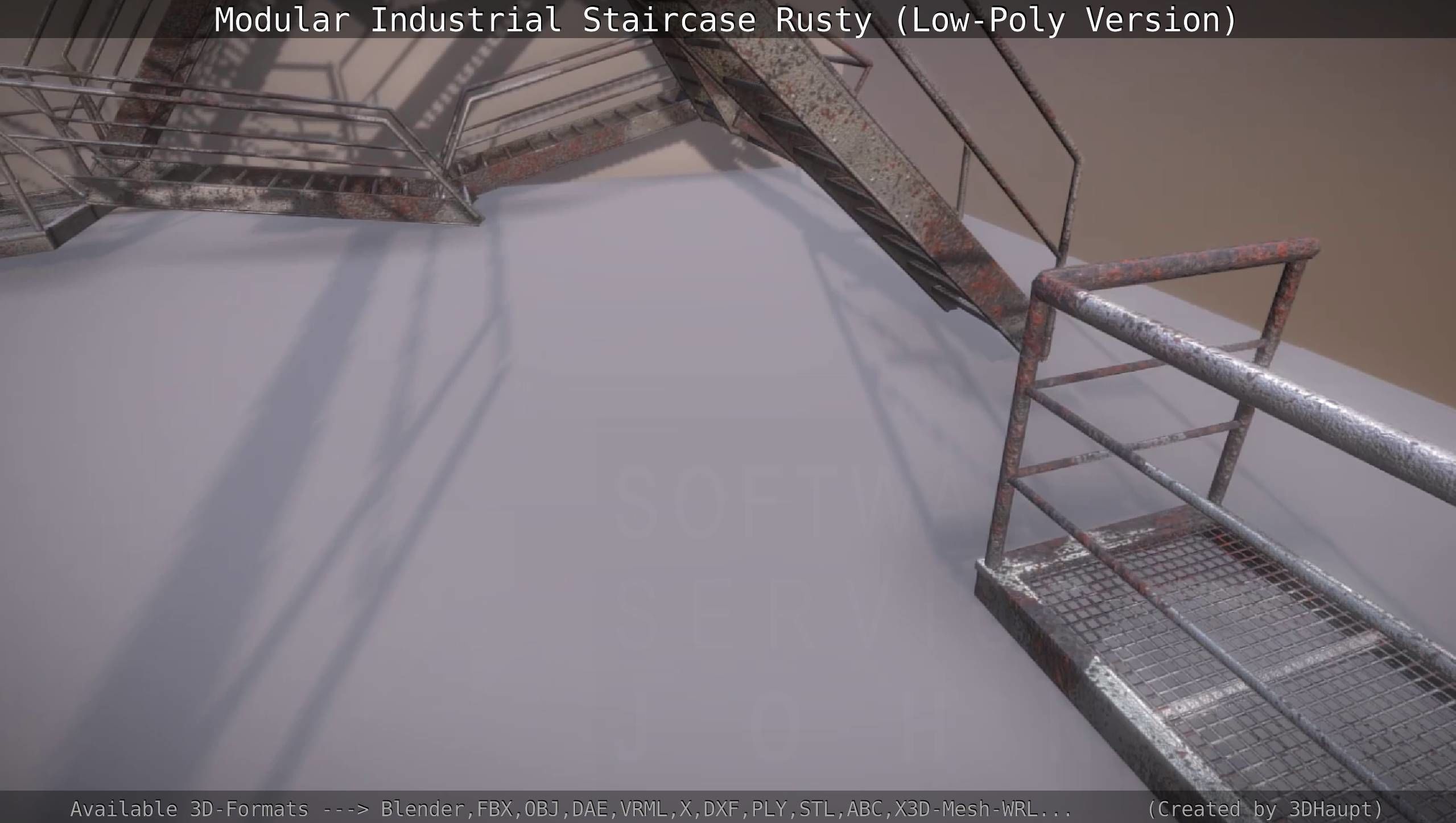 Modular Industrial Staircase Rusty - Low-Poly Version Low-poly 3D model_93