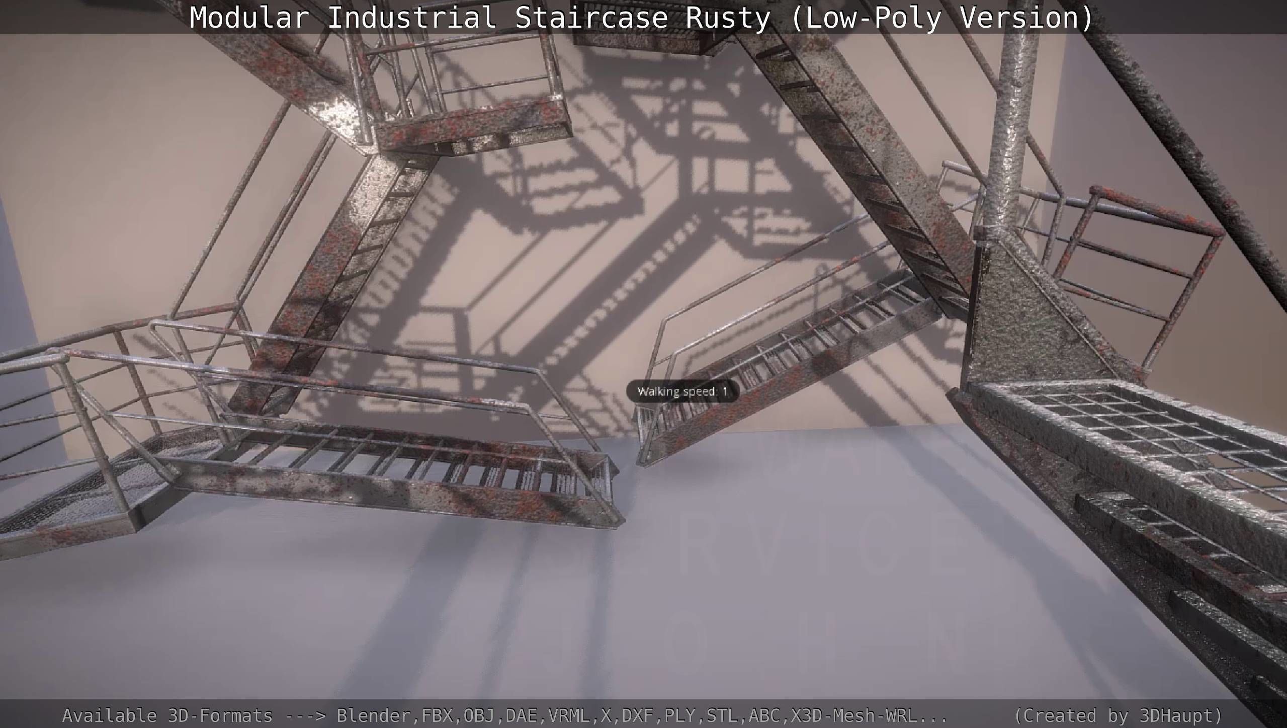 Modular Industrial Staircase Rusty - Low-Poly Version Low-poly 3D model_23