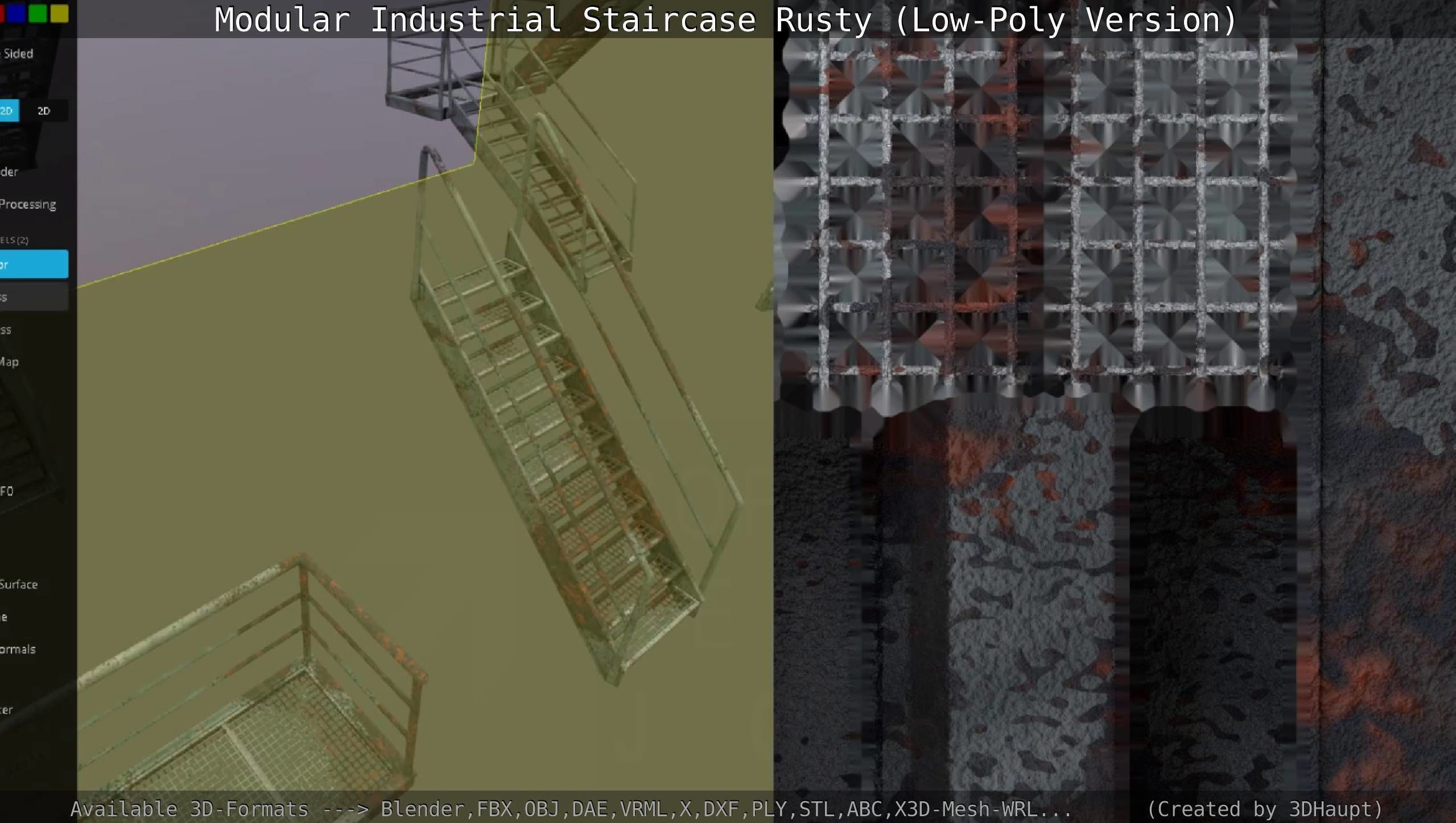 Modular Industrial Staircase Rusty - Low-Poly Version Low-poly 3D model_124