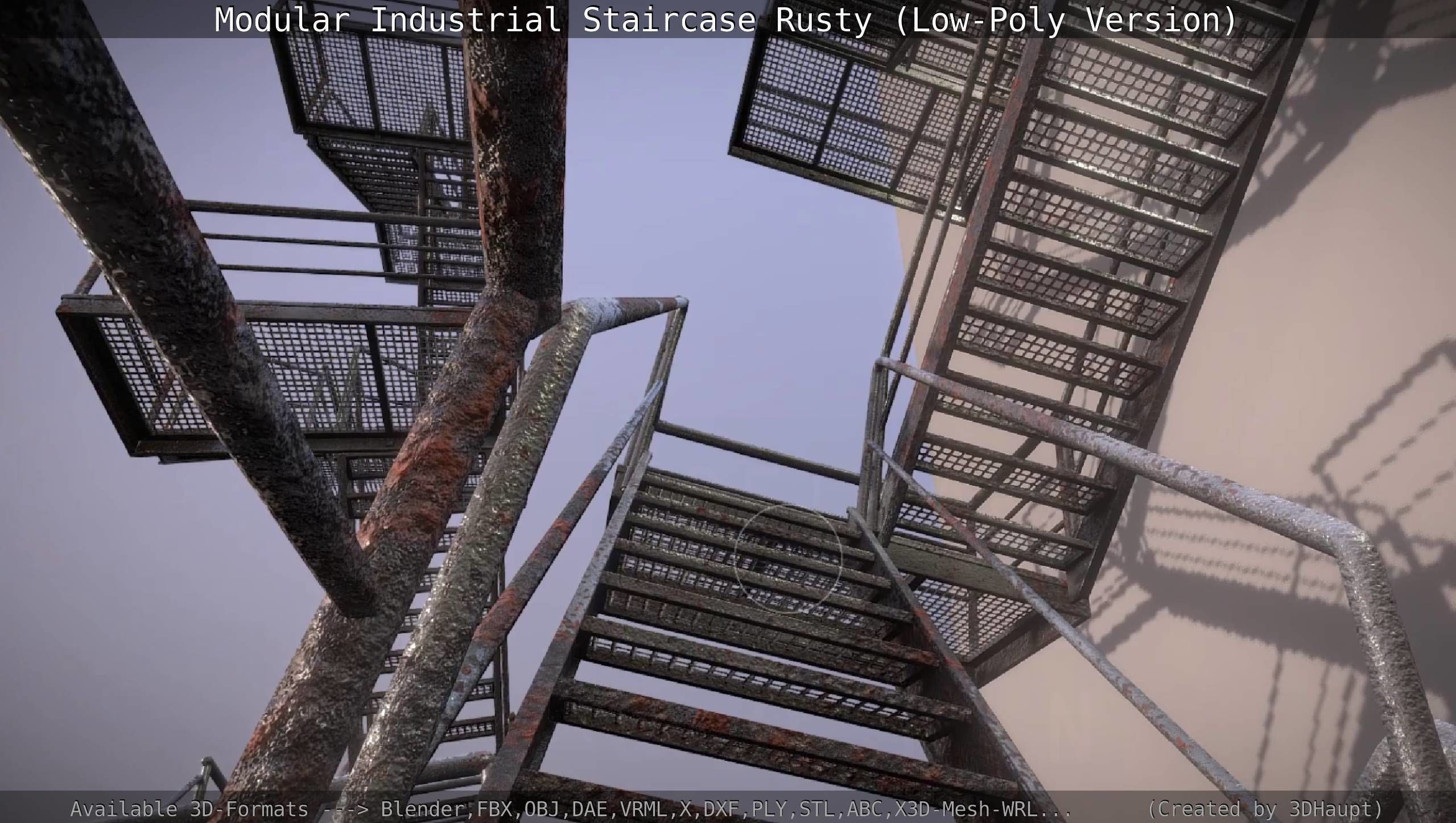 Modular Industrial Staircase Rusty - Low-Poly Version Low-poly 3D model_65