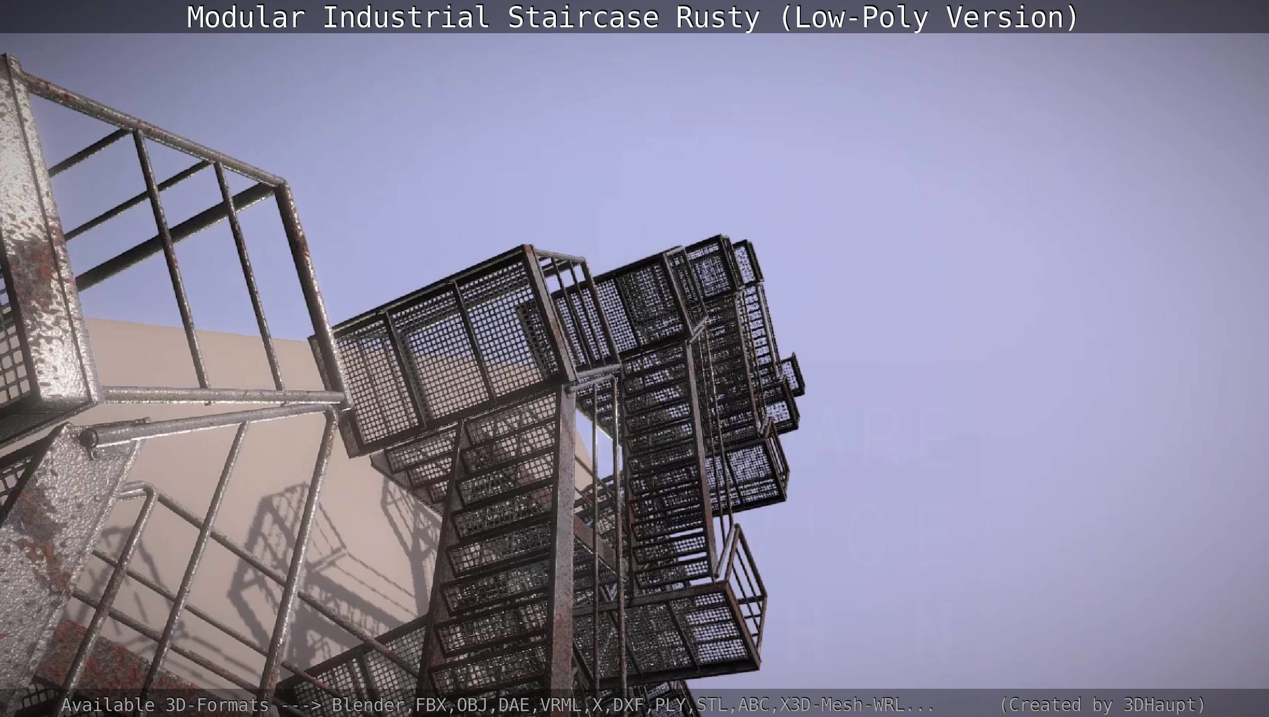 Modular Industrial Staircase Rusty - Low-Poly Version Low-poly 3D model_102