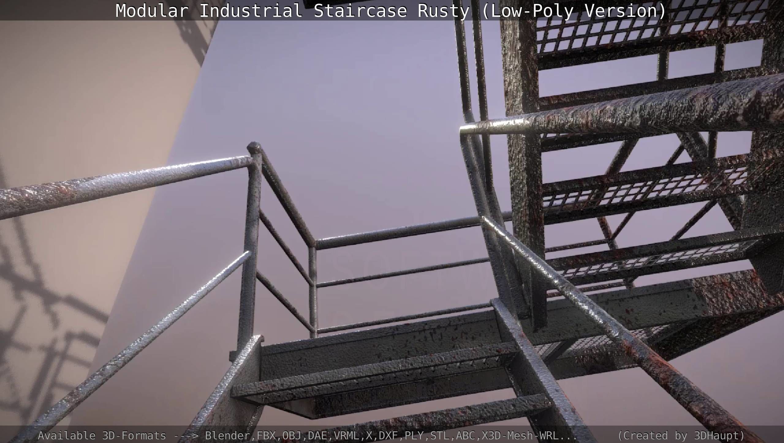 Modular Industrial Staircase Rusty - Low-Poly Version Low-poly 3D model_69