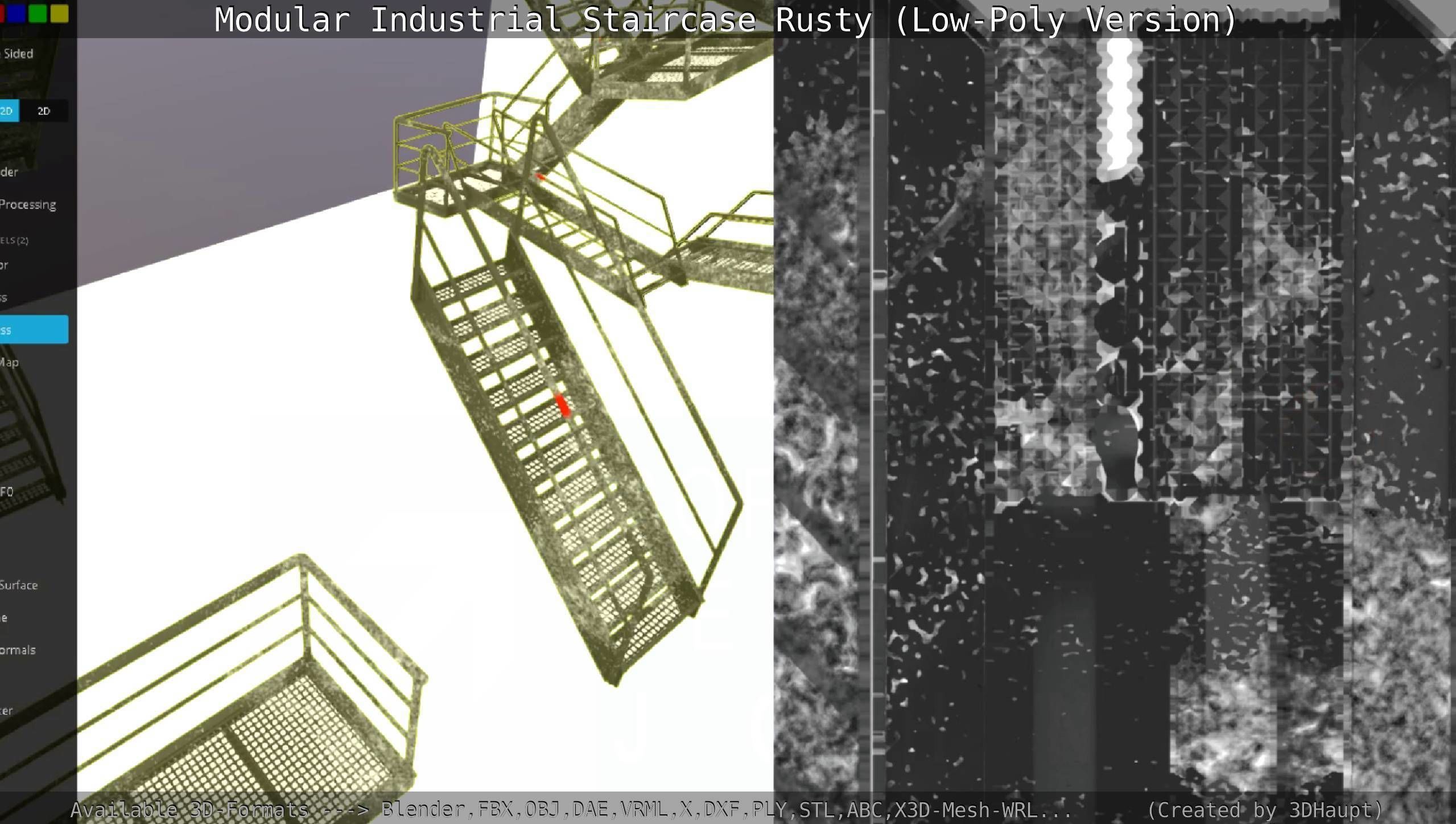 Modular Industrial Staircase Rusty - Low-Poly Version Low-poly 3D model_129