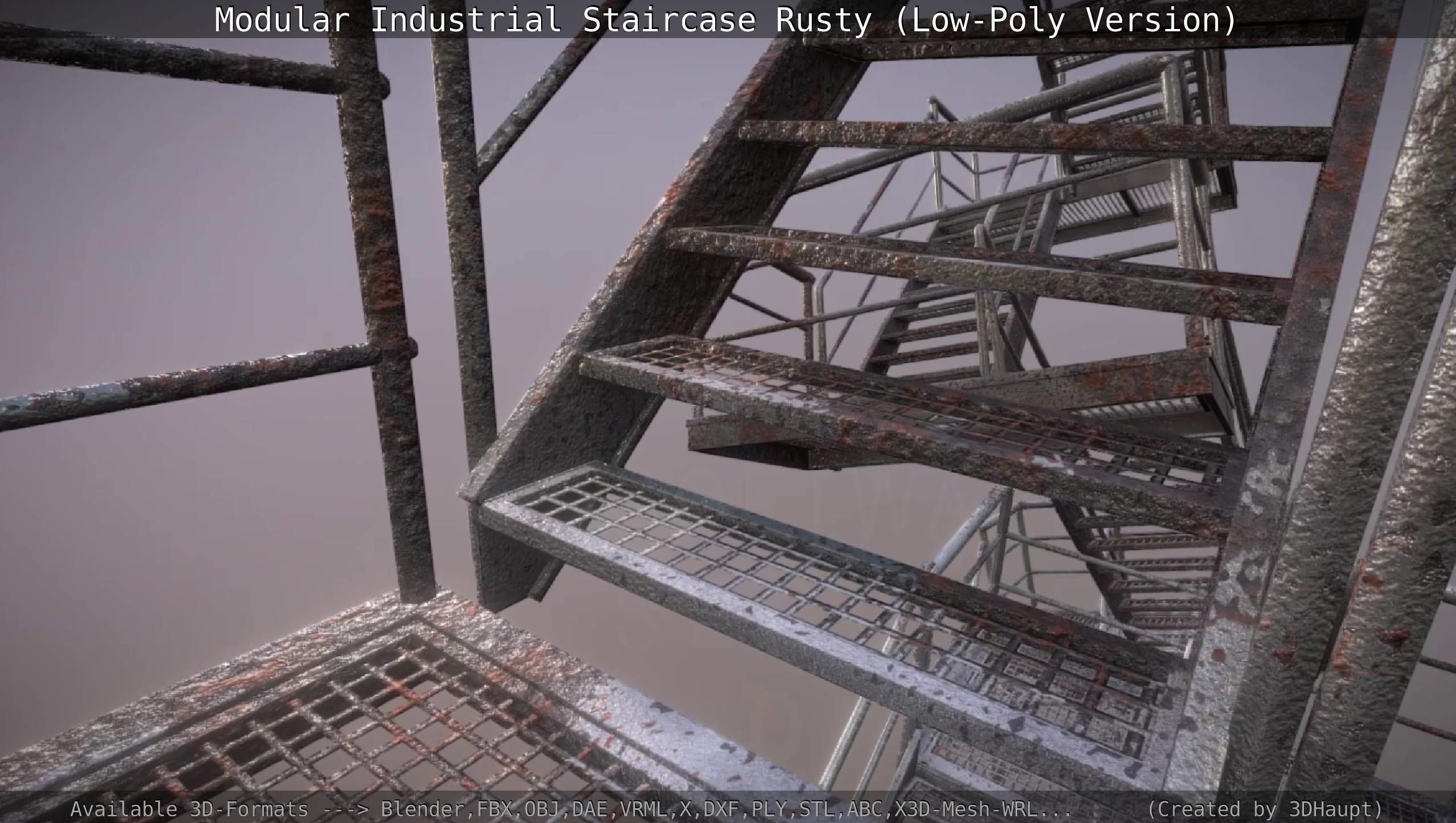 Modular Industrial Staircase Rusty - Low-Poly Version Low-poly 3D model_62