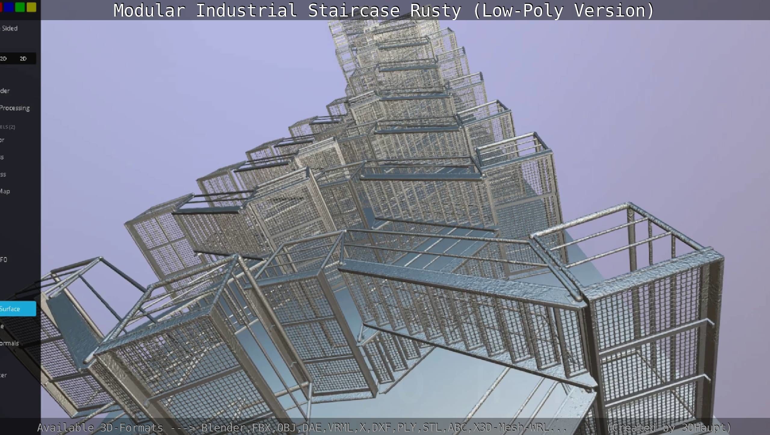 Modular Industrial Staircase Rusty - Low-Poly Version Low-poly 3D model_142