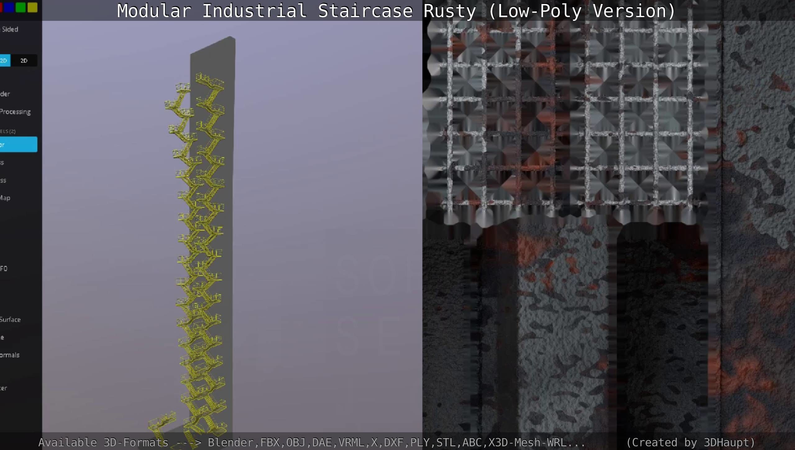 Modular Industrial Staircase Rusty - Low-Poly Version Low-poly 3D model_121