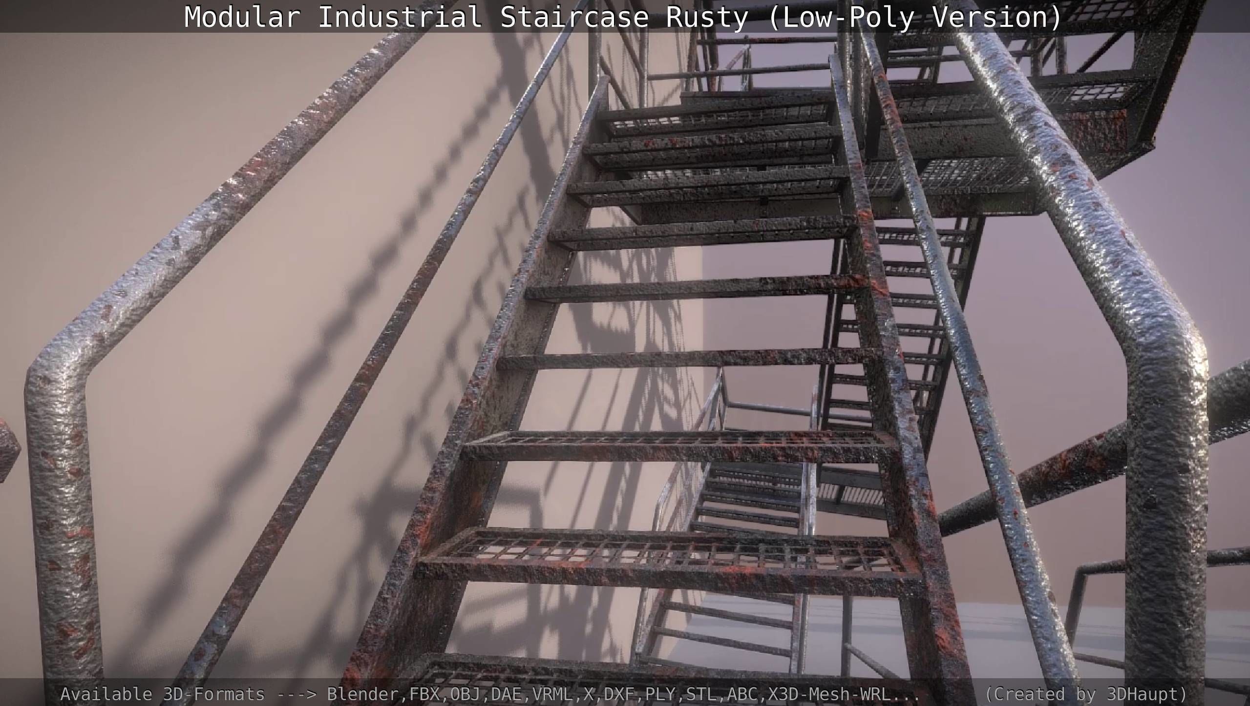 Modular Industrial Staircase Rusty - Low-Poly Version Low-poly 3D model_25