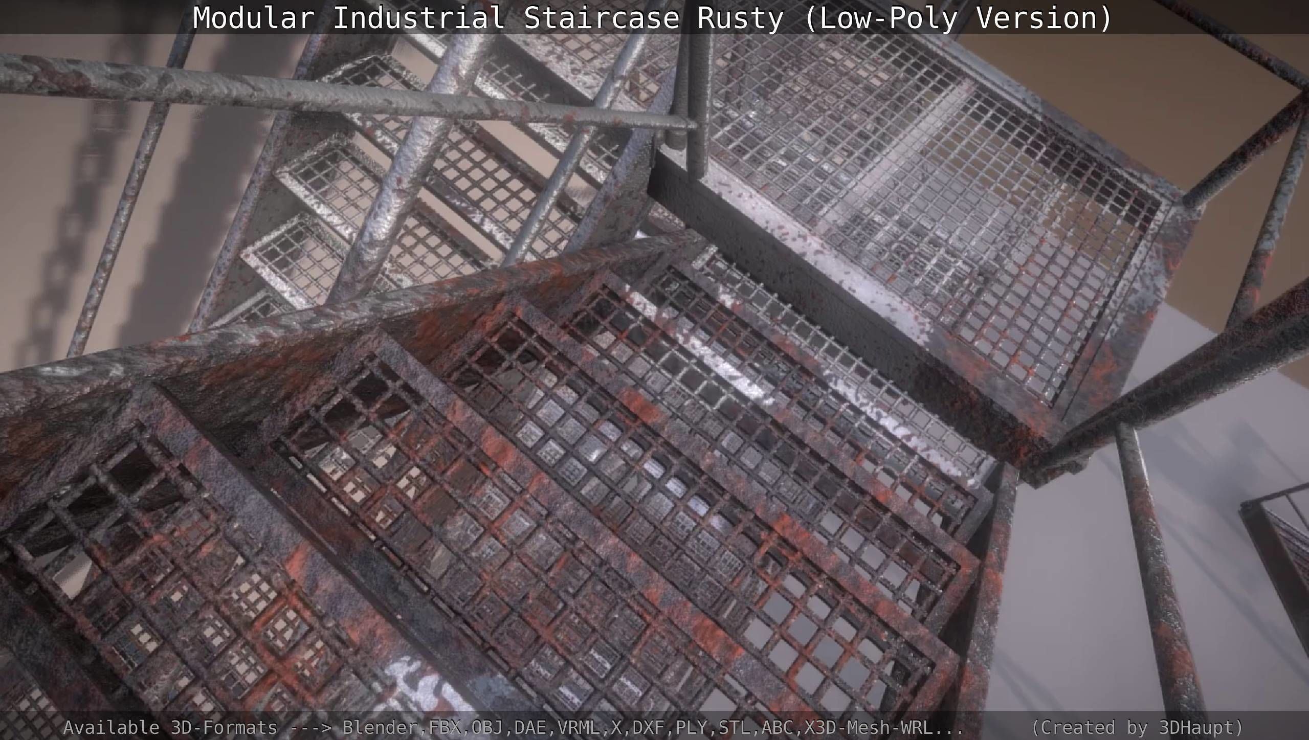Modular Industrial Staircase Rusty - Low-Poly Version Low-poly 3D model_90