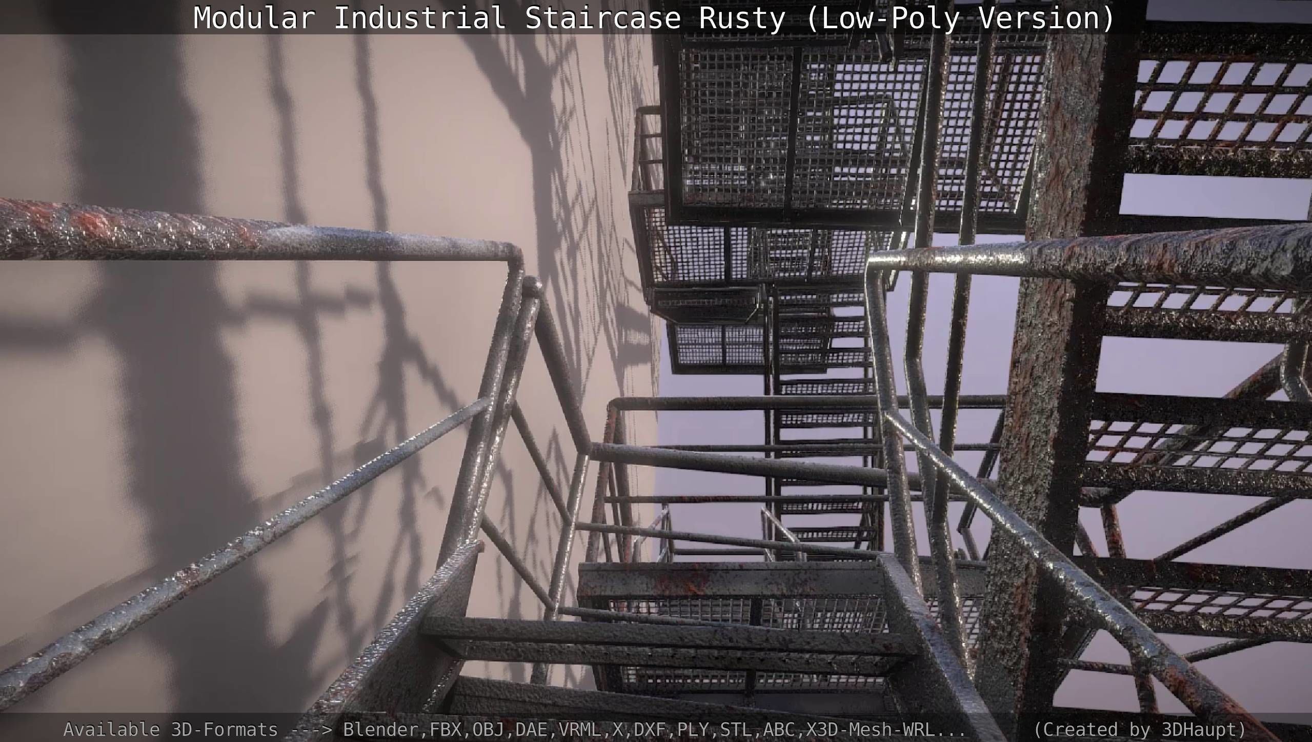 Modular Industrial Staircase Rusty - Low-Poly Version Low-poly 3D model_28