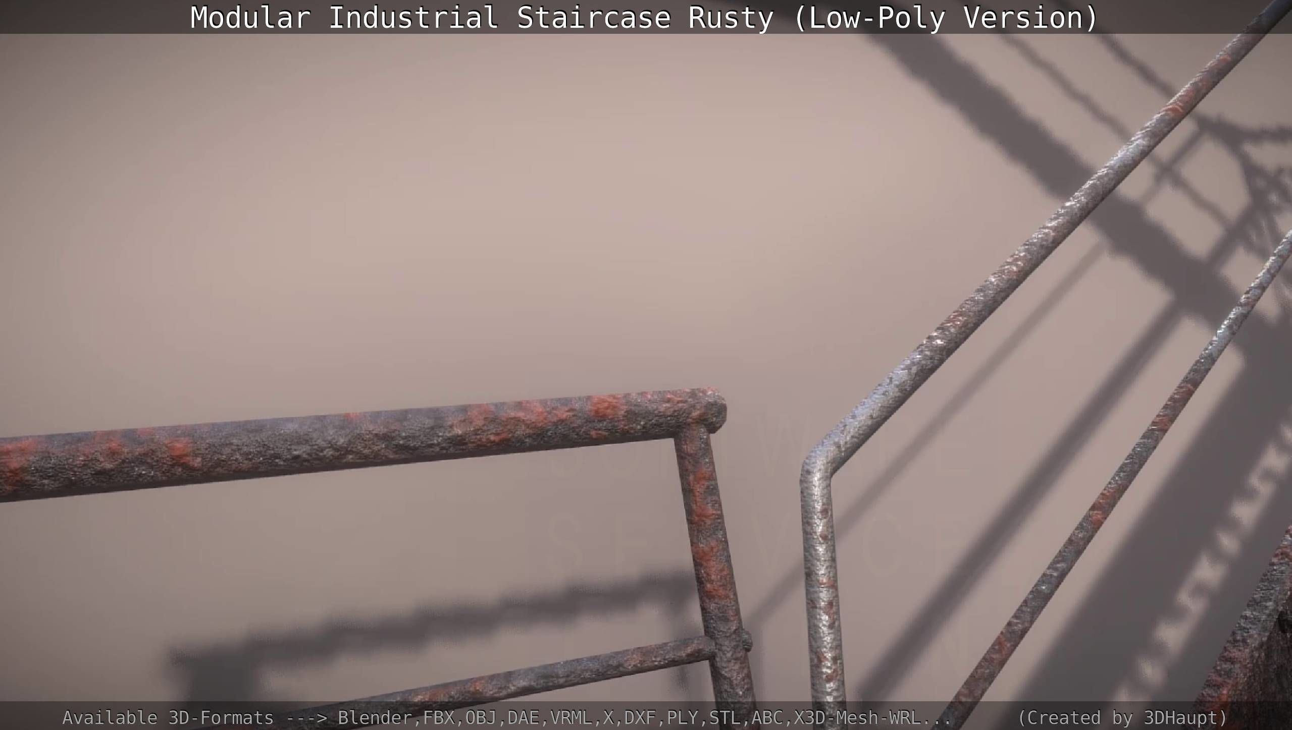 Modular Industrial Staircase Rusty - Low-Poly Version Low-poly 3D model_39