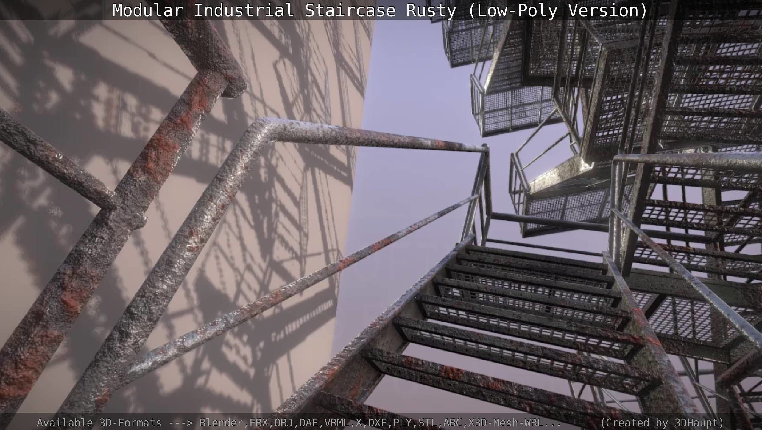 Modular Industrial Staircase Rusty - Low-Poly Version Low-poly 3D model_55