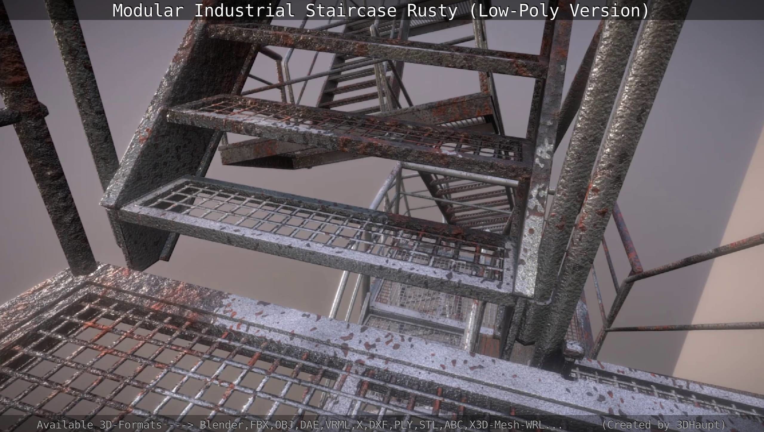 Modular Industrial Staircase Rusty - Low-Poly Version Low-poly 3D model_63