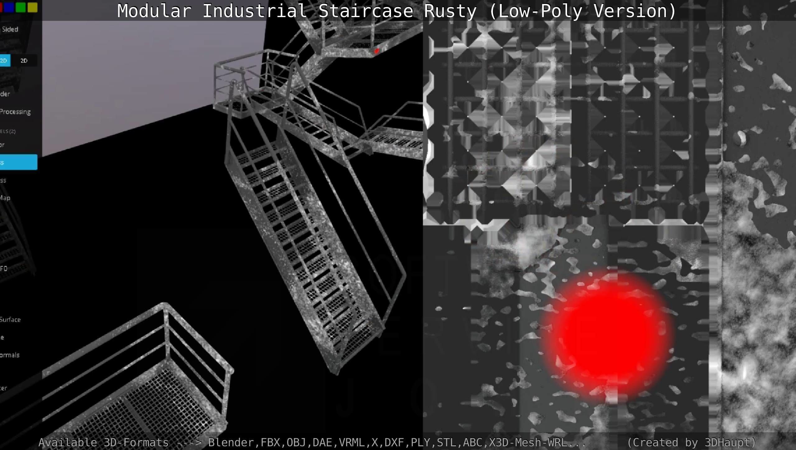 Modular Industrial Staircase Rusty - Low-Poly Version Low-poly 3D model_125