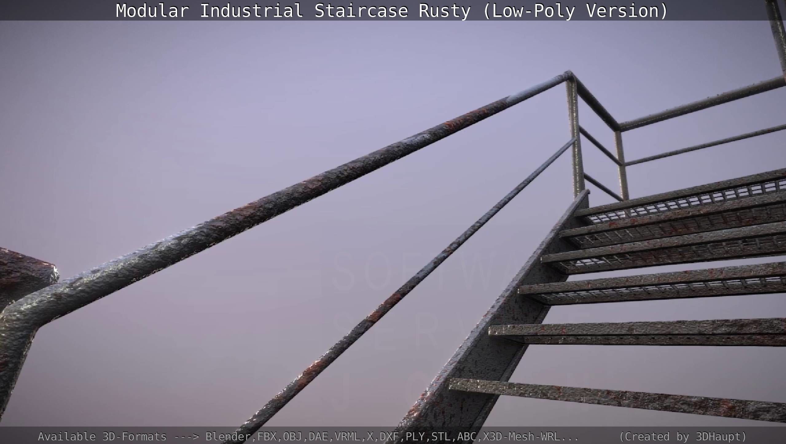Modular Industrial Staircase Rusty - Low-Poly Version Low-poly 3D model_40