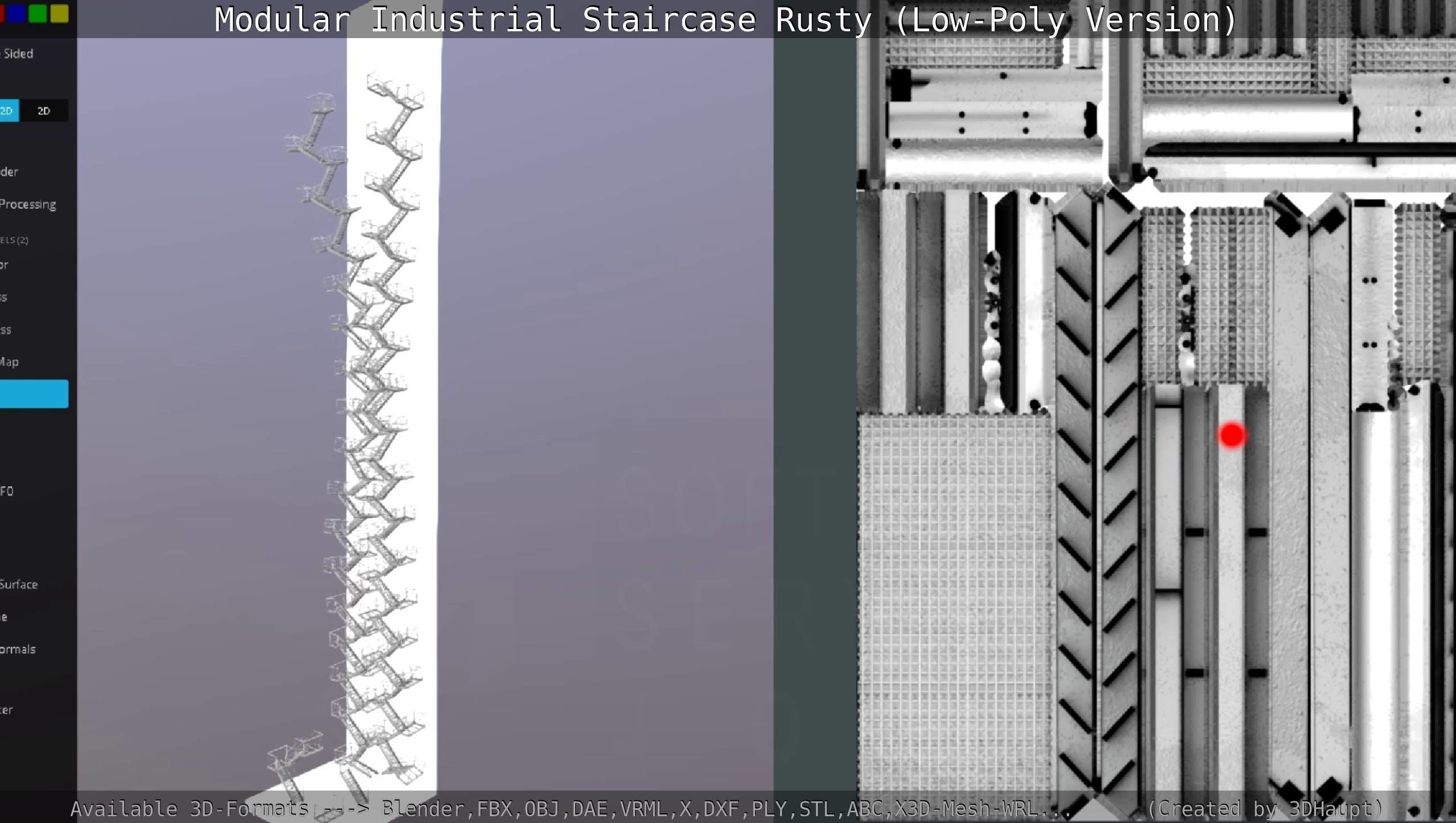Modular Industrial Staircase Rusty - Low-Poly Version Low-poly 3D model_135