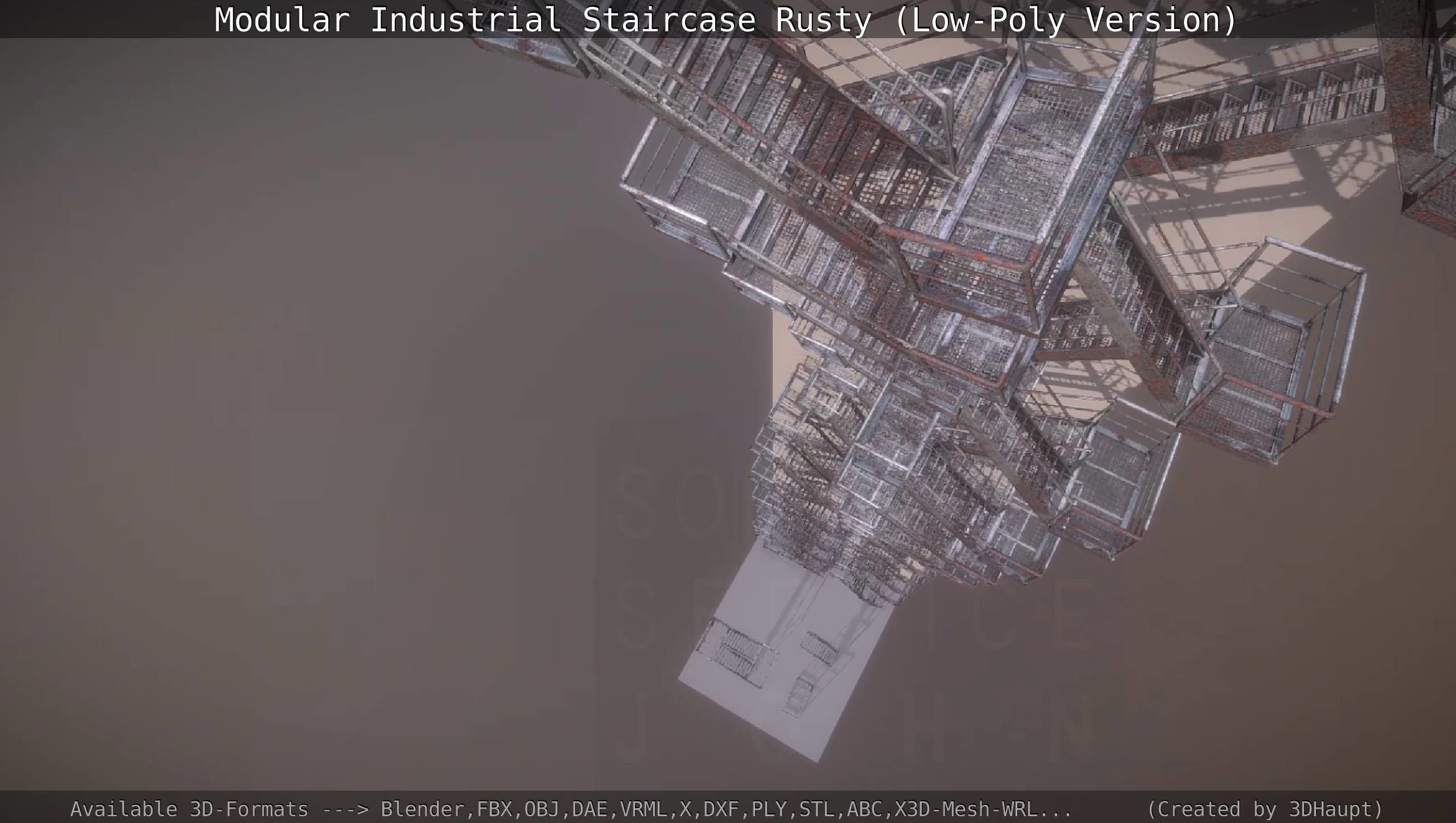 Modular Industrial Staircase Rusty - Low-Poly Version Low-poly 3D model_103