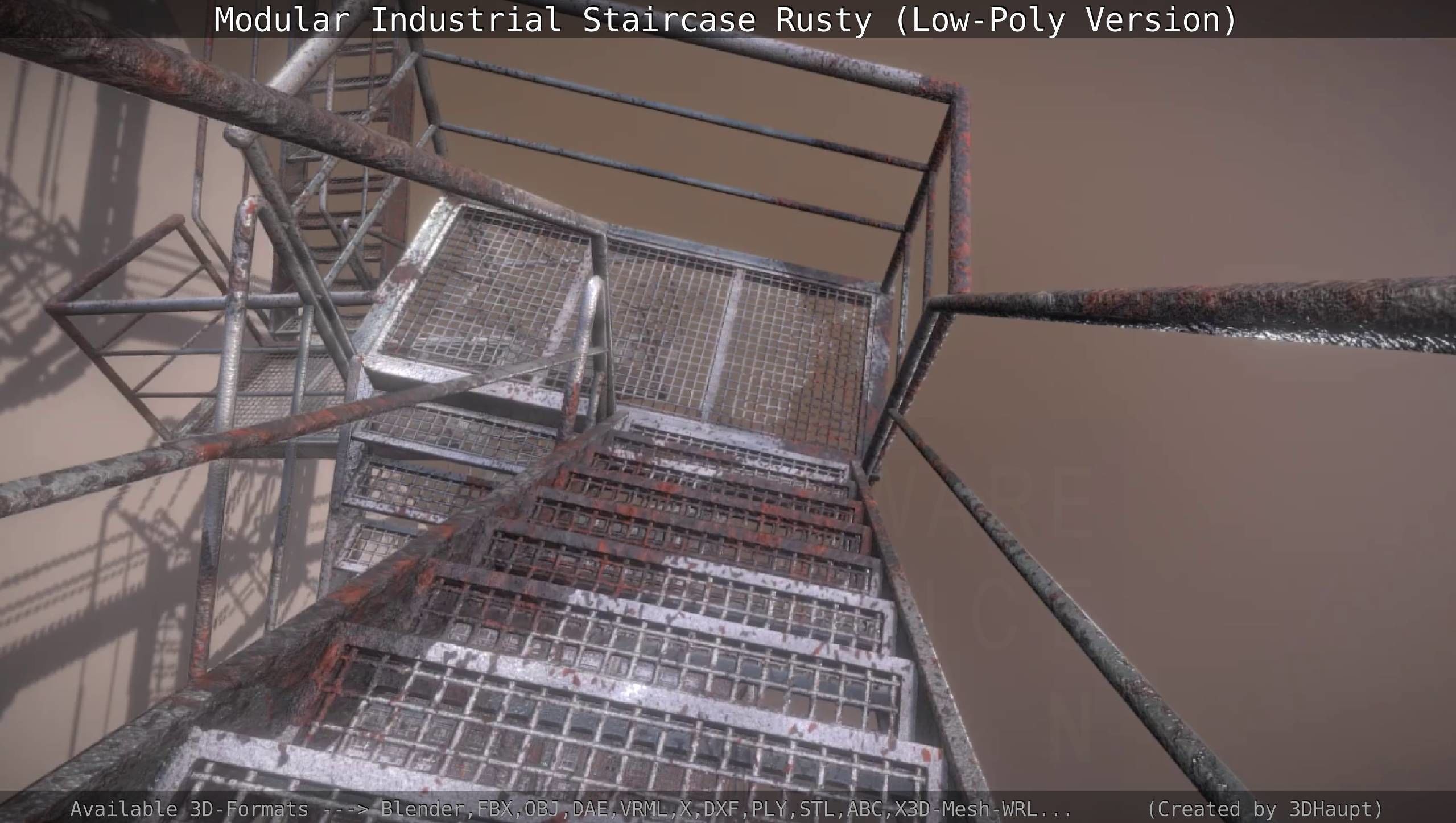 Modular Industrial Staircase Rusty - Low-Poly Version Low-poly 3D model_75