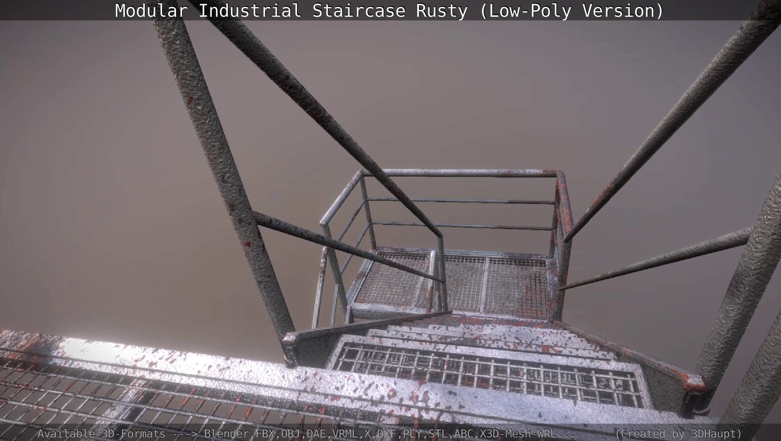 Modular Industrial Staircase Rusty - Low-Poly Version Low-poly 3D model_5