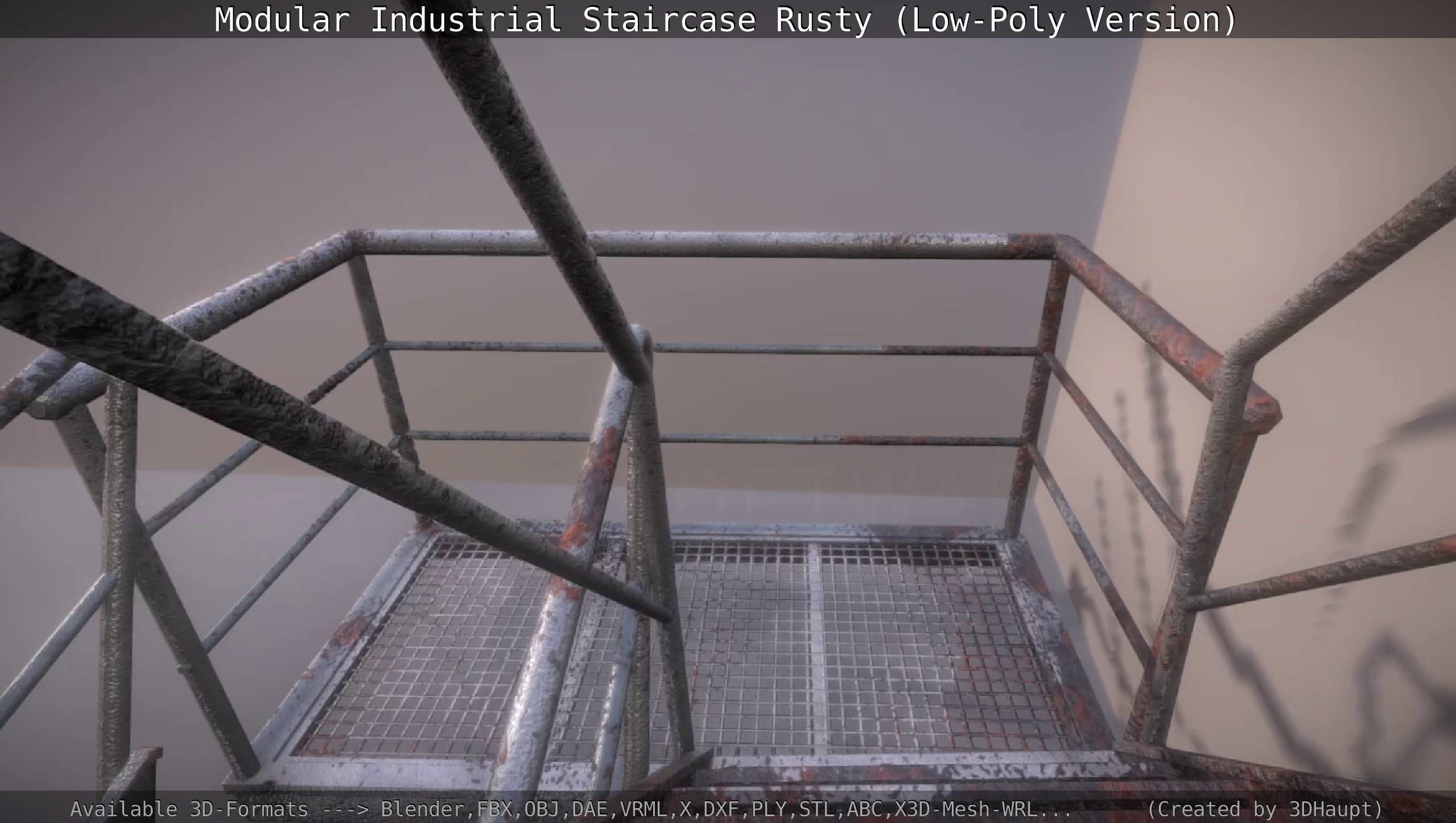 Modular Industrial Staircase Rusty - Low-Poly Version Low-poly 3D model_91