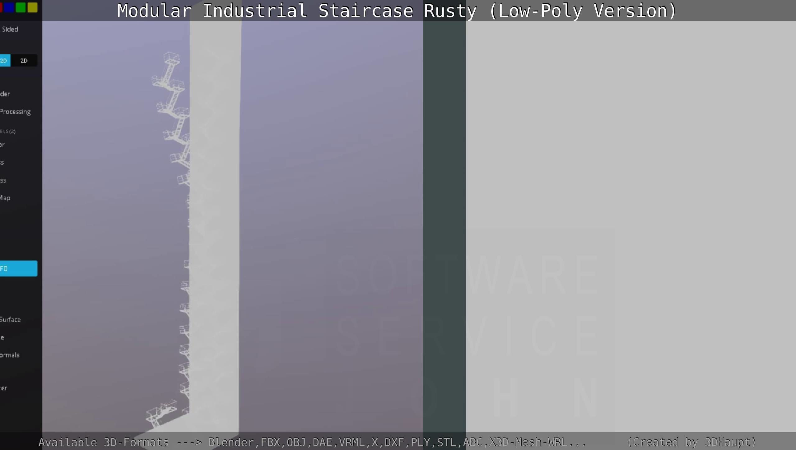 Modular Industrial Staircase Rusty - Low-Poly Version Low-poly 3D model_140